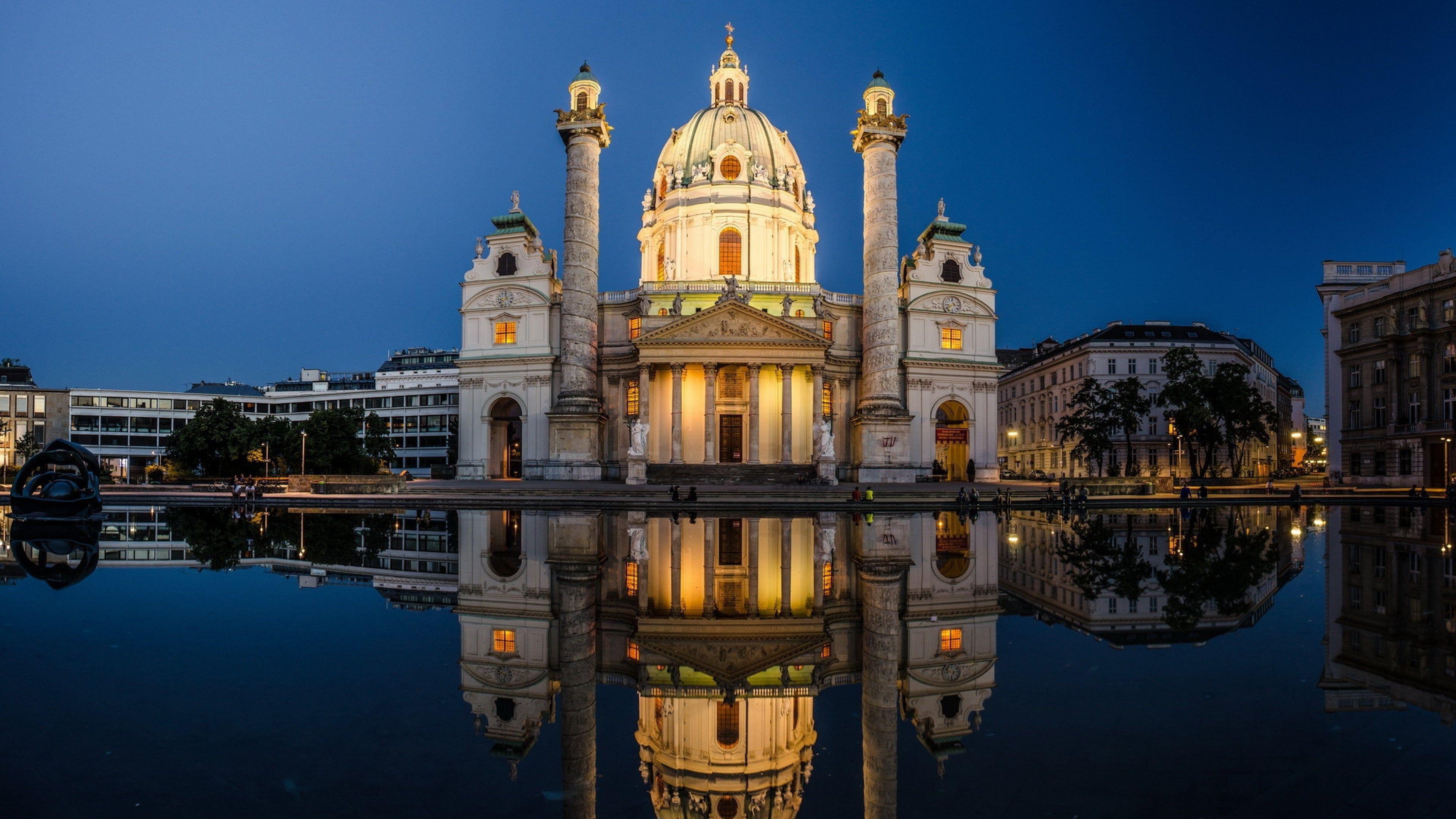 St. Charles's Church, Vienna (Austria) Wallpaper, 3840x2160 4K Desktop