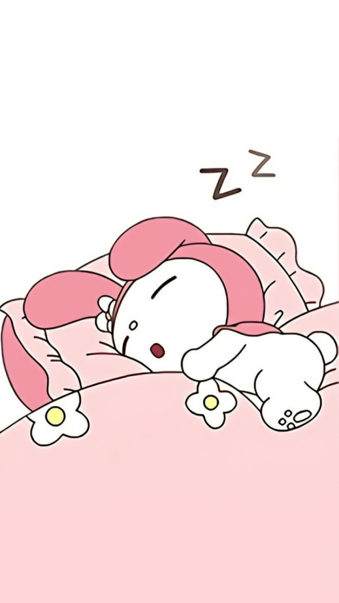 My Melody, pink ruffled pillow, sleeping z symbols, HD Phone wallpaper