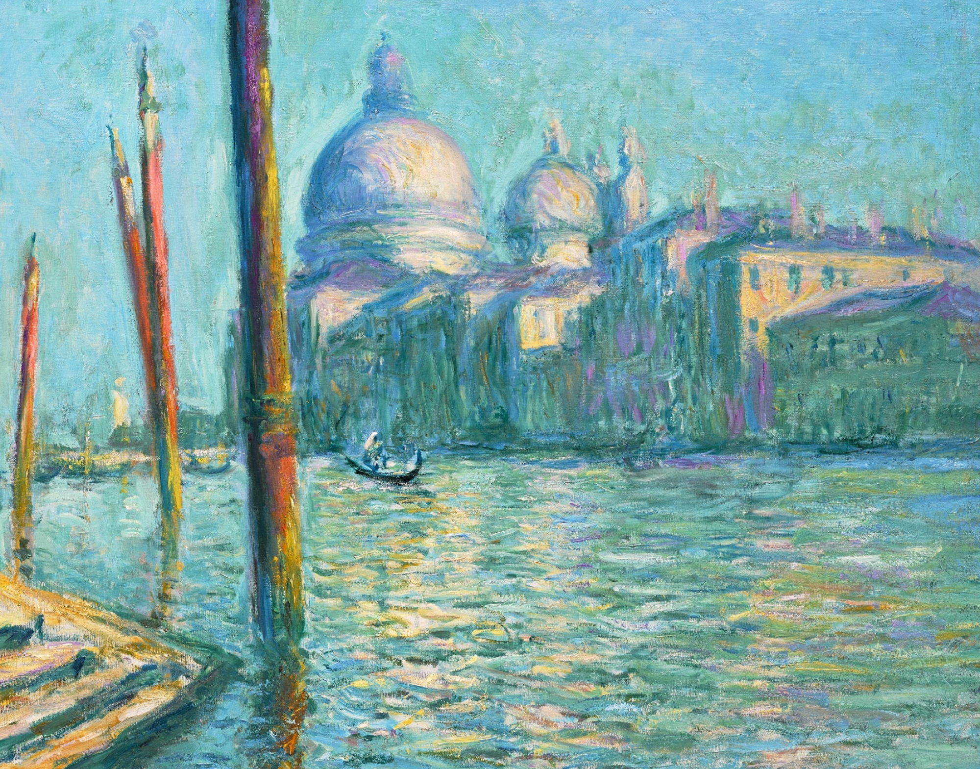 Santa Maria della Salute, Venice Grand Canal, wooden mooring poles, HD Desktop wallpaper