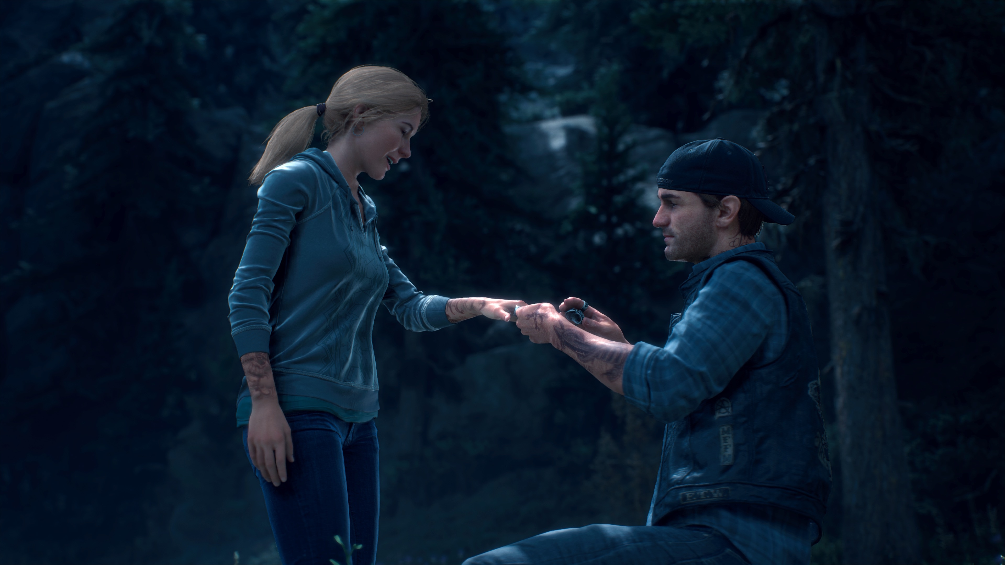 Deacon St. John, Sarah Whitaker, Days Gone proposal scene, 4K Desktop wallpaper