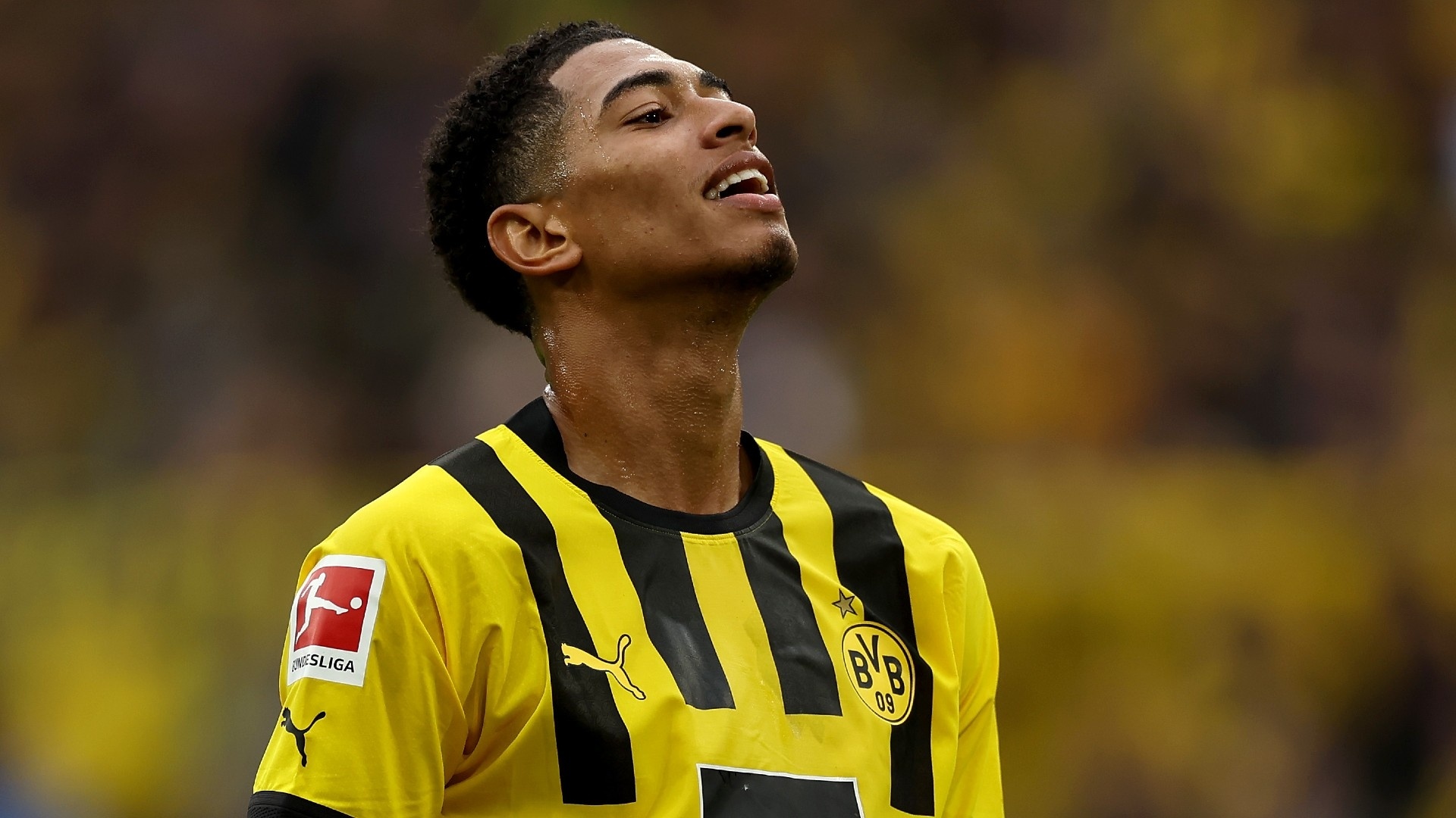 Jude Bellingham, Borussia Dortmund kit, Bundesliga sleeve badge, Full HD Desktop wallpaper