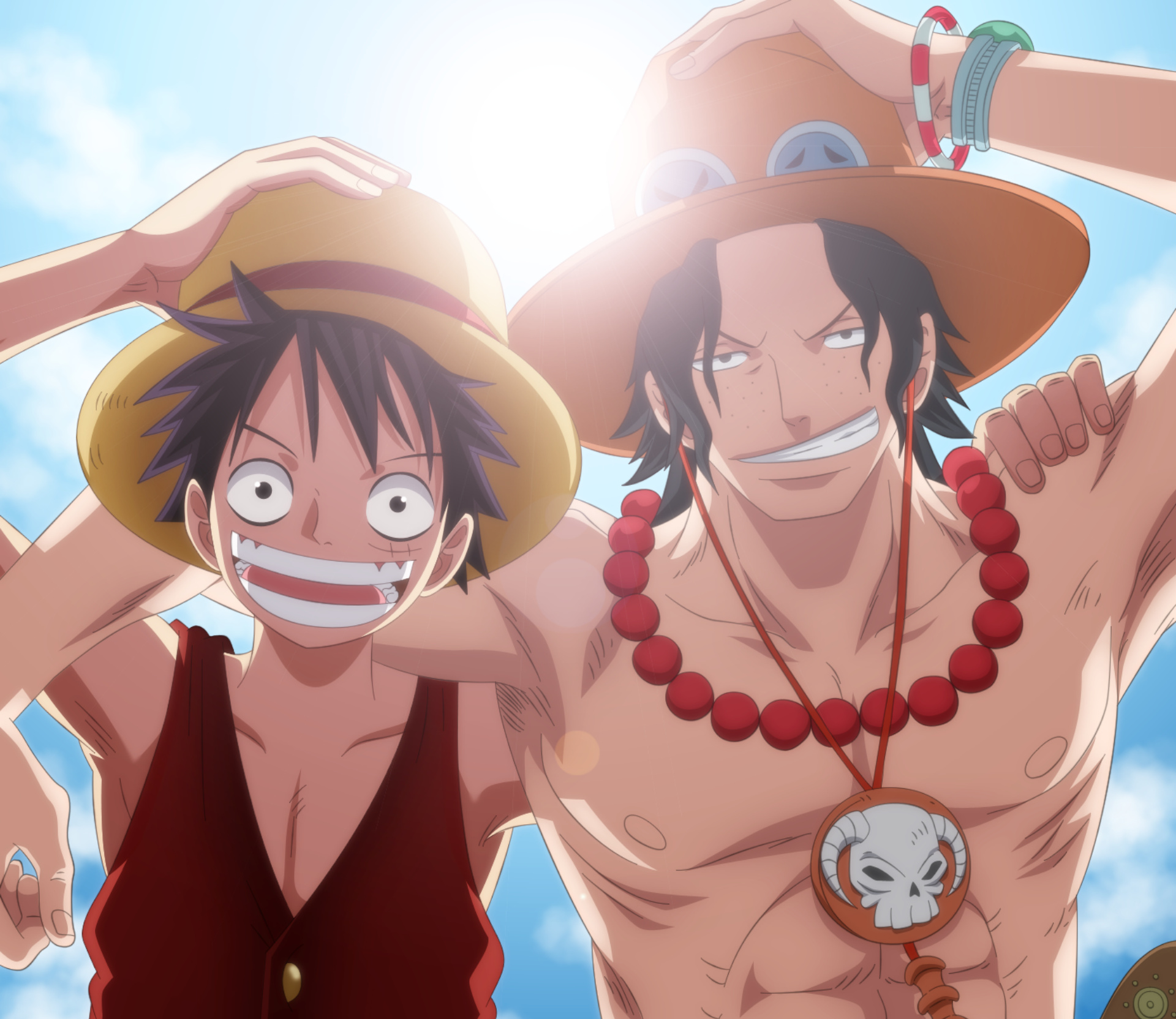 Monkey D. Luffy, Portgas D. Ace, straw hat, HD Desktop wallpaper
