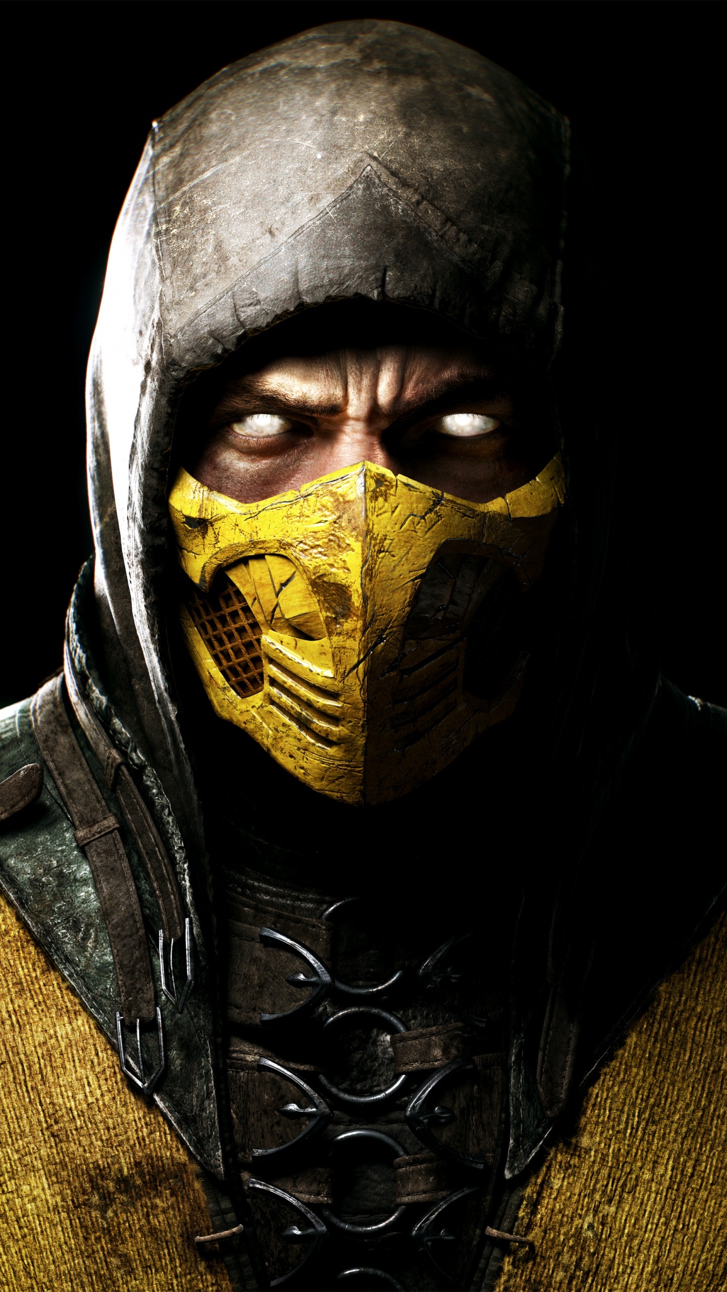 Scorpion, Mortal Kombat 11, Black background, Epic gaming, 1440x2560 HD Phone