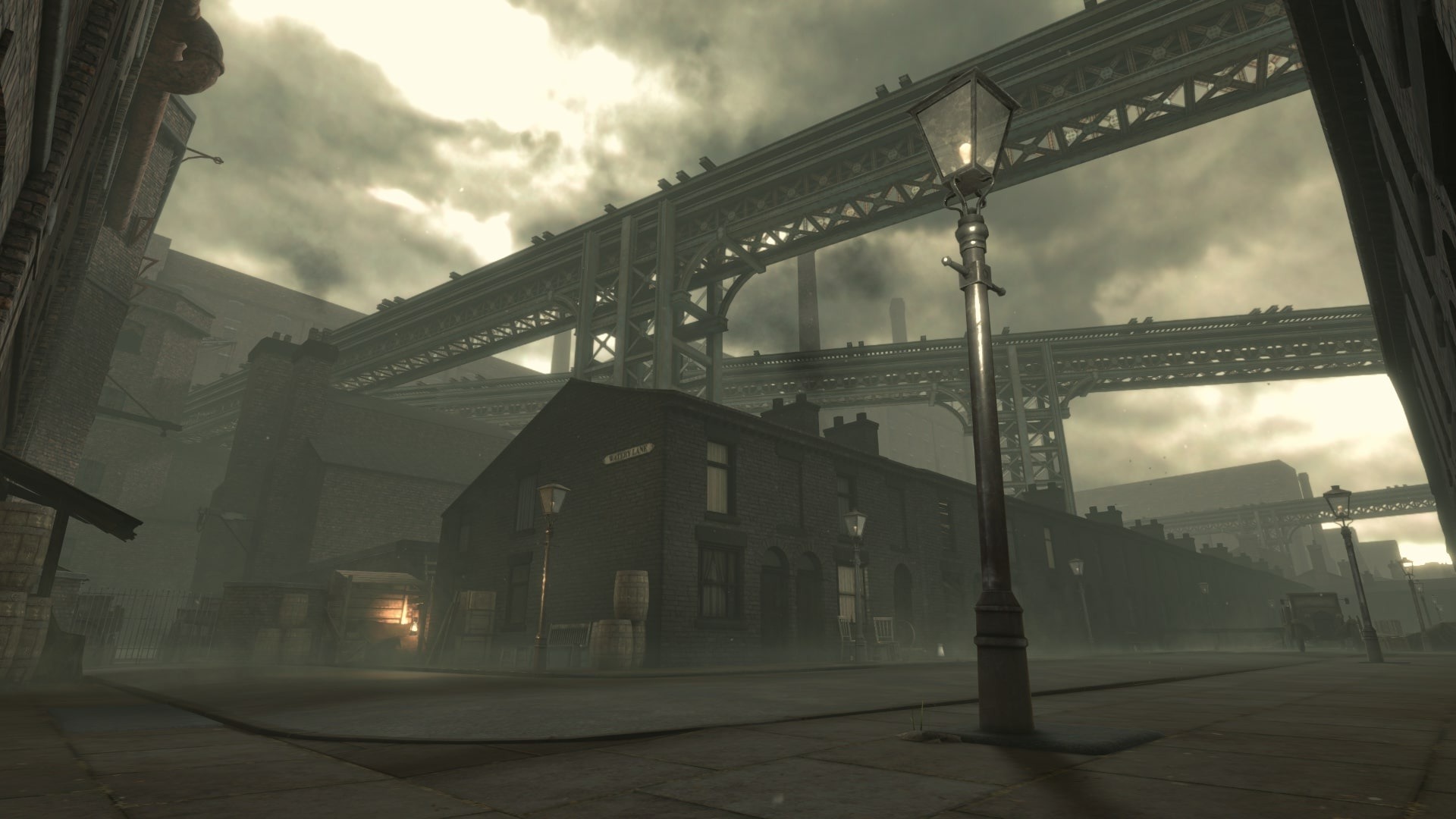 Foggy industrial street, Misty railway viaduct, Watery Lane, Small Heath, Birmingham, Full HD Desktop wallpaper