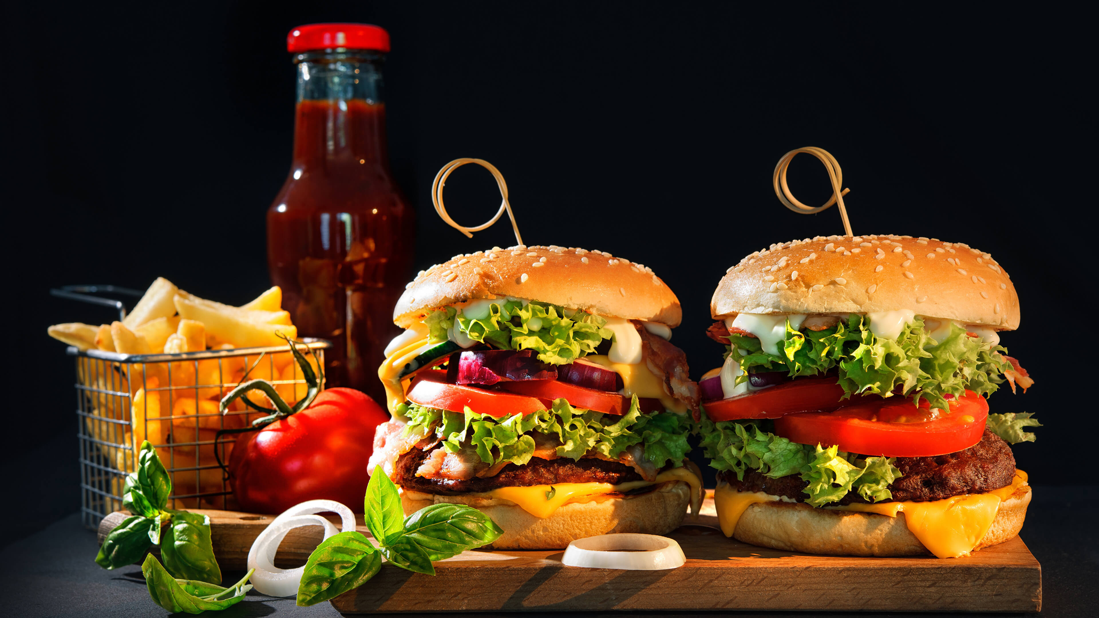 Fast food burgers wallpaper, Tempting visuals, Craving-inducing, Delicious, 3840x2160 4K Desktop