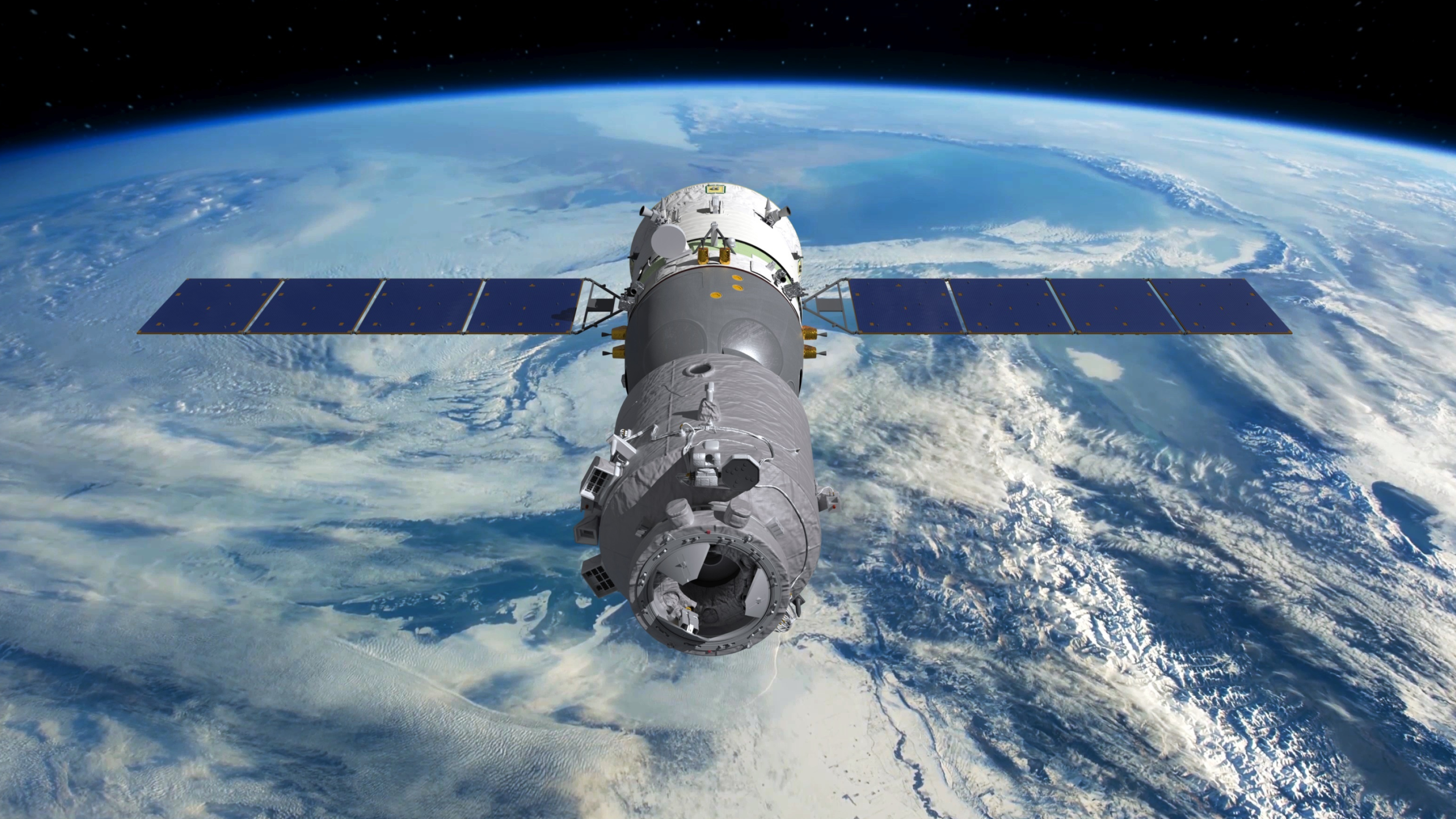 Shenzhou XII, Core space station, Spacecraft docking, Futuristic technology, 3840x2160 4K Desktop