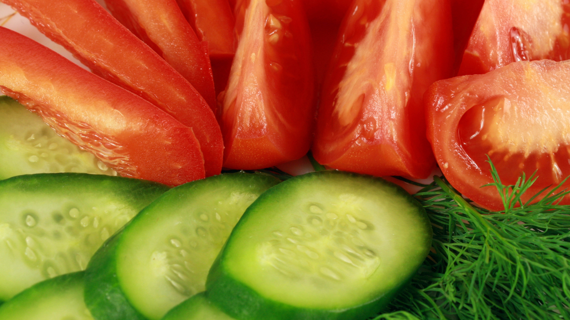 Cucumbers, Tomatoes, Plate, Dill, 1920x1080 Full HD Desktop