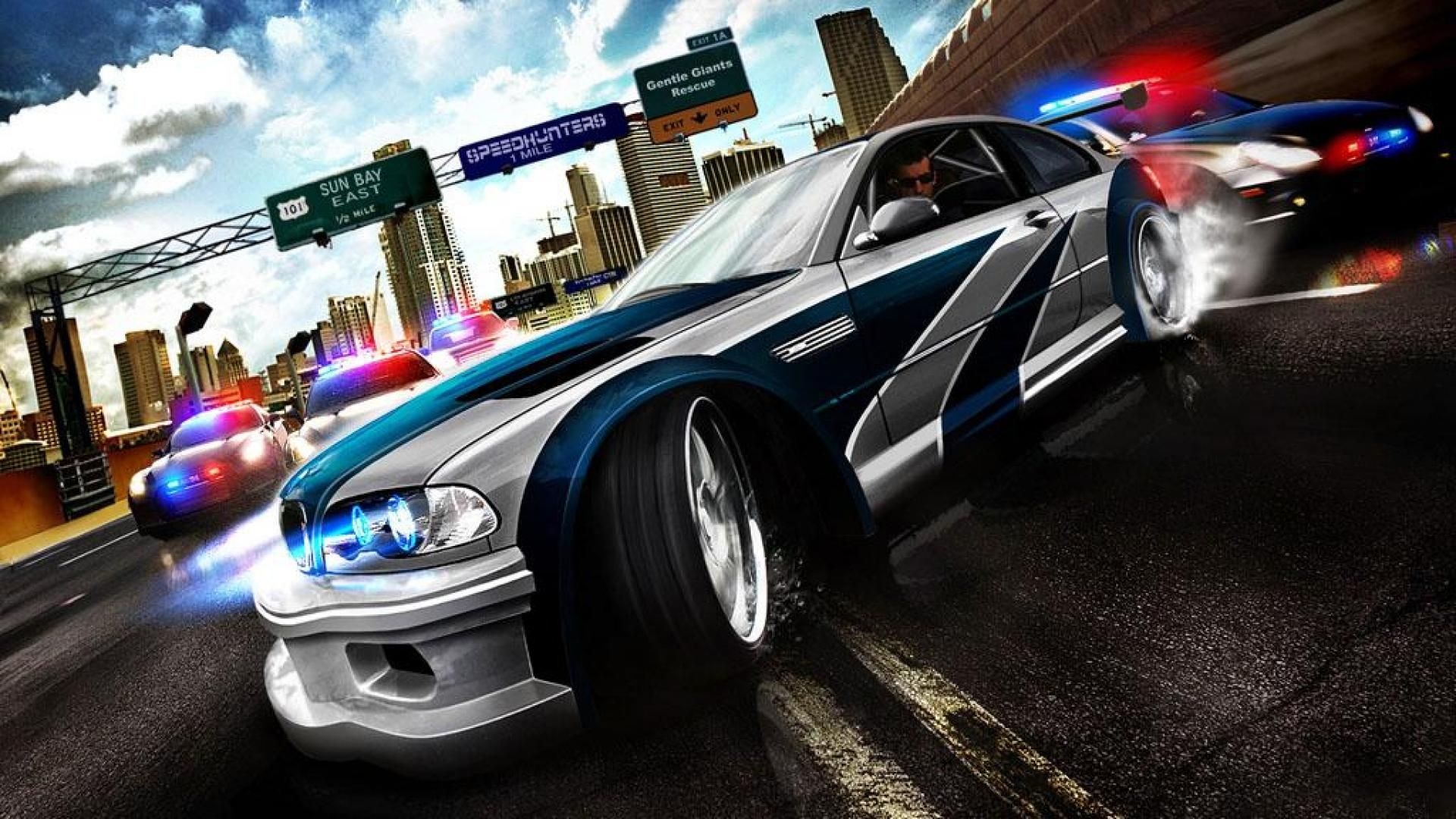 BMW M3 GTR E46, Police pursuit cruisers, SPEEDHUNTERS highway sign, Full HD Desktop wallpaper