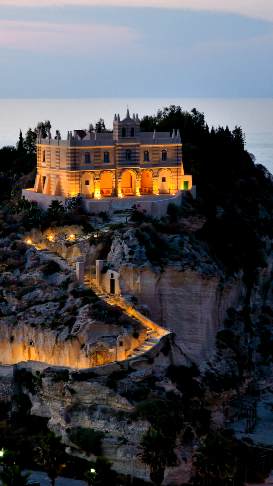 White castle, Mountain Tropea, Vibo Valentia, HD wallpaper, 1080x1920 Full HD Phone