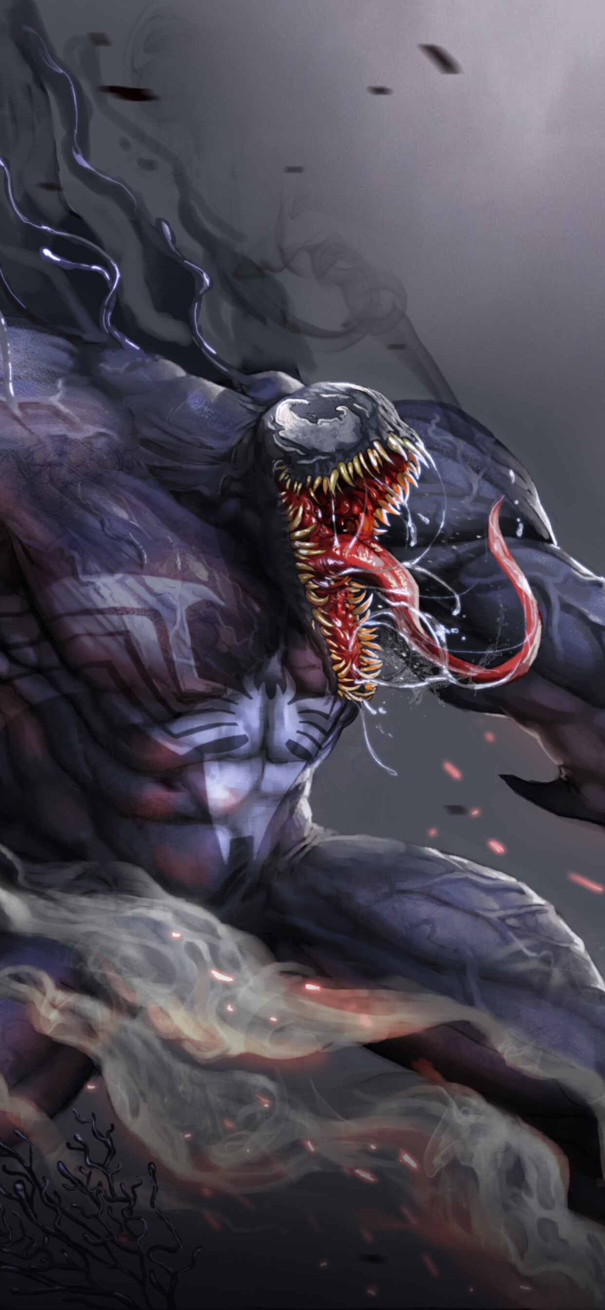 Marvel Villain, Venom, Artwork, Digital, 1250x2690 HD Phone