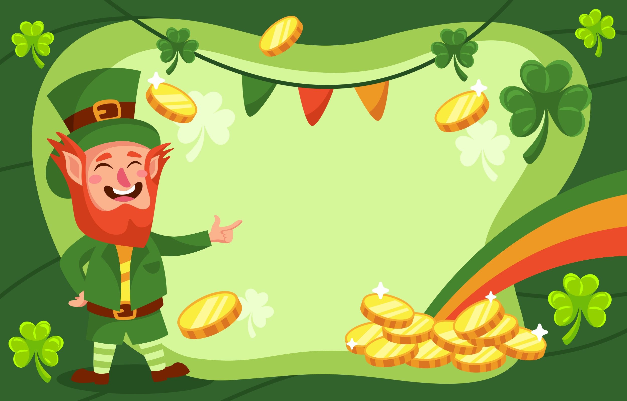 Whimsical leprechaun, Irish folklore, Four-leaf clover, Pot of gold, 2500x1600 HD Desktop