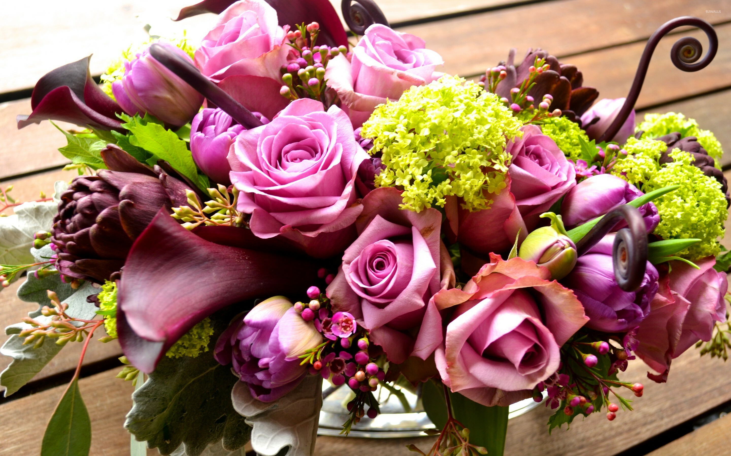 Flower Bouquet, Purple and green bouquet, Flower wallpapers, Elegant blooms, 2880x1800 HD Desktop