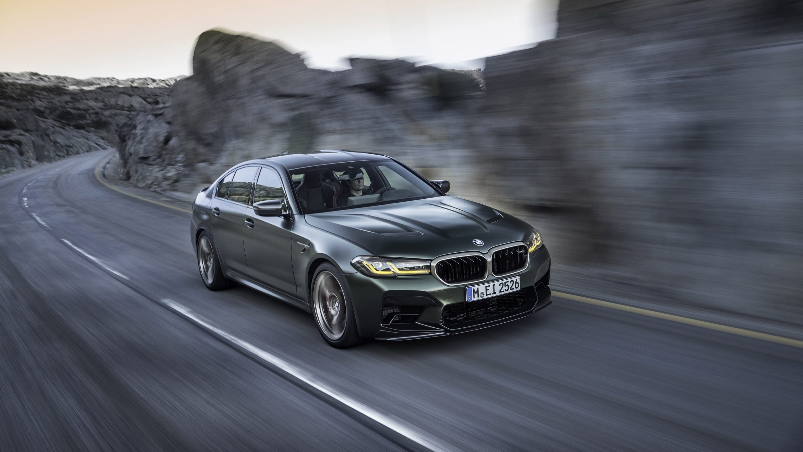 BMW M5 CS, M EI 2526, winding mountain road, HD Desktop wallpaper