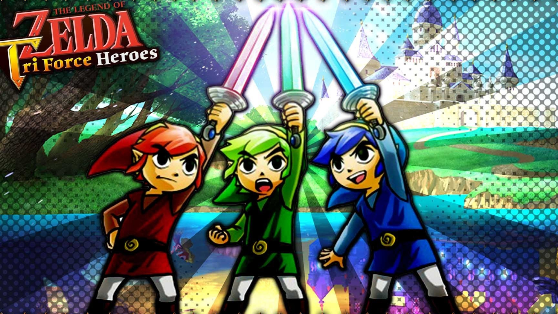 Triforce Heroes, Gaming adventure, Three heroes unite, Legendary power, 1920x1080 Full HD Desktop