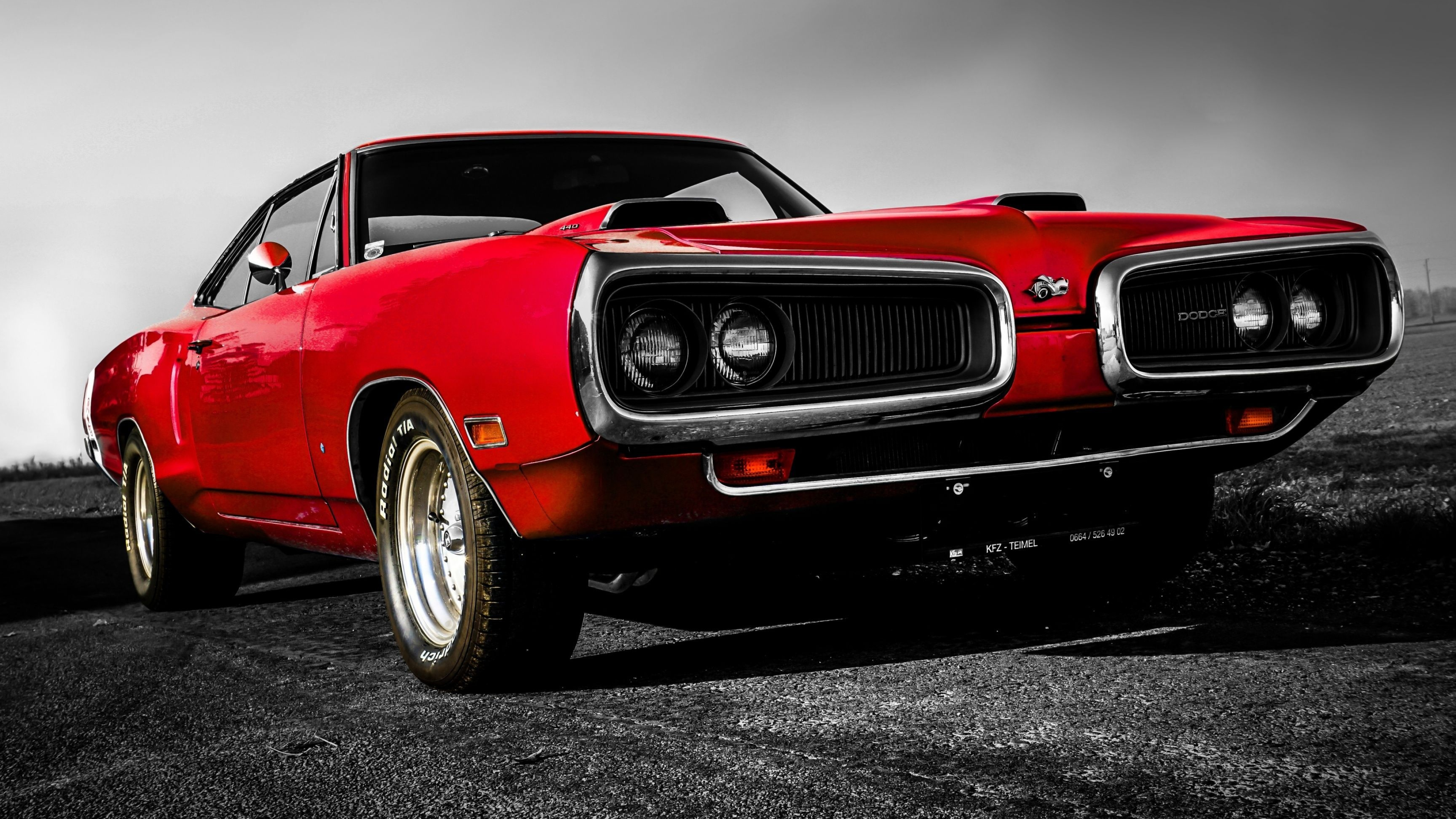 1970 Dodge Super Bee, BFGoodrich Radial T/A tires, selective color effect, 4K Desktop wallpaper