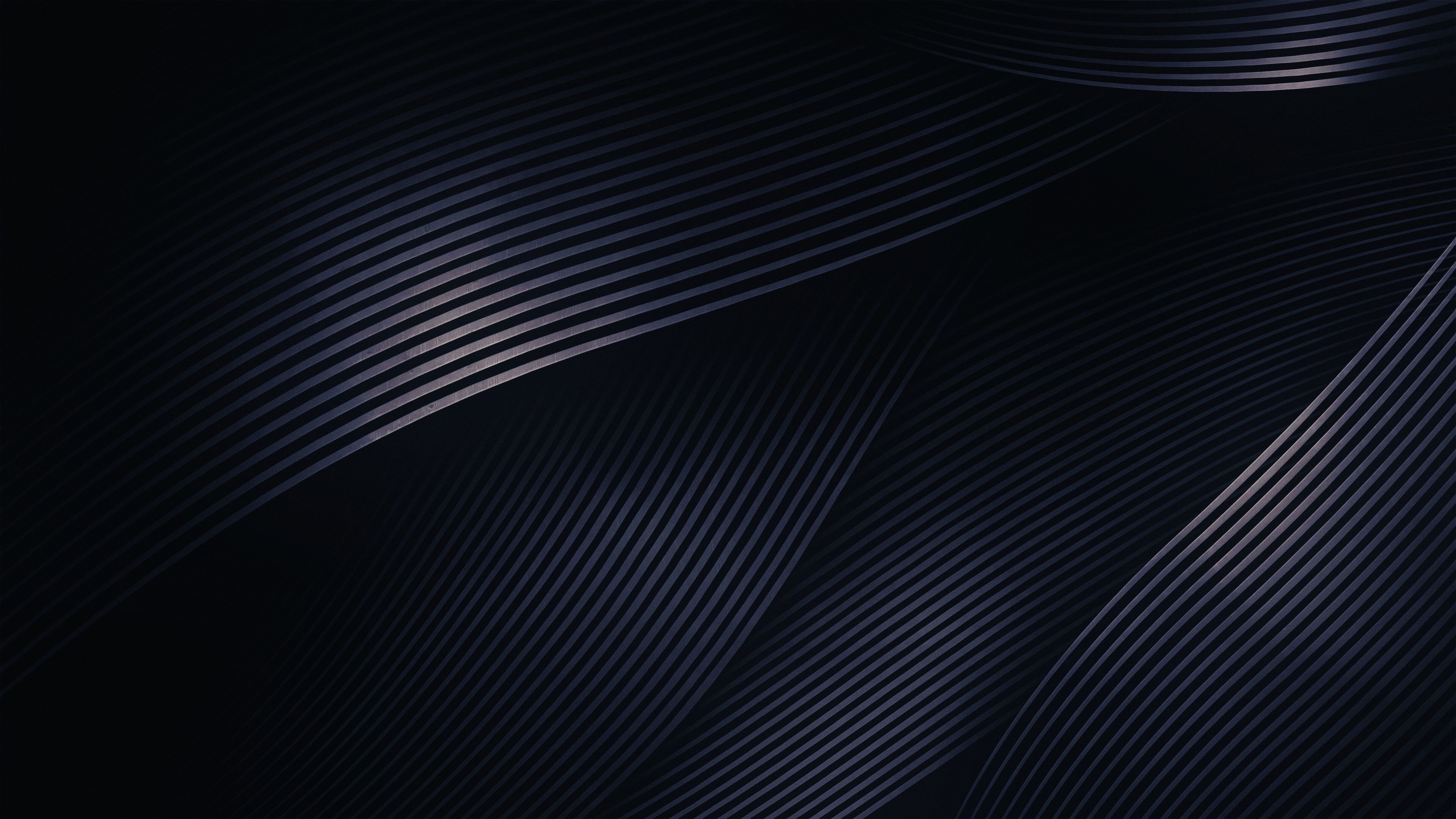 Abstract Wavy Lines, Dark Navy, Minimalist, PC Wallpaper 4K