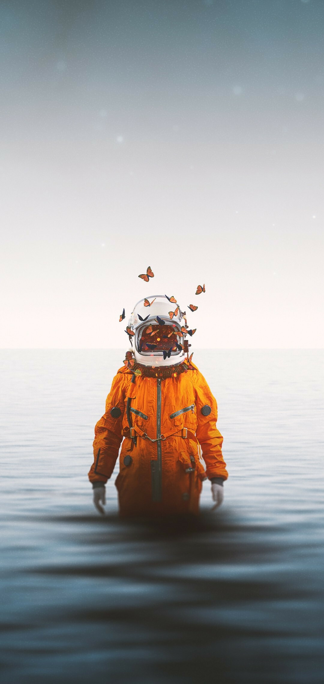 Download astronaut wallpapers, Samsung Galaxy S10e, Xiaomi Mi A2 Lite, Surreal butterflies, 1080x2280 HD Phone