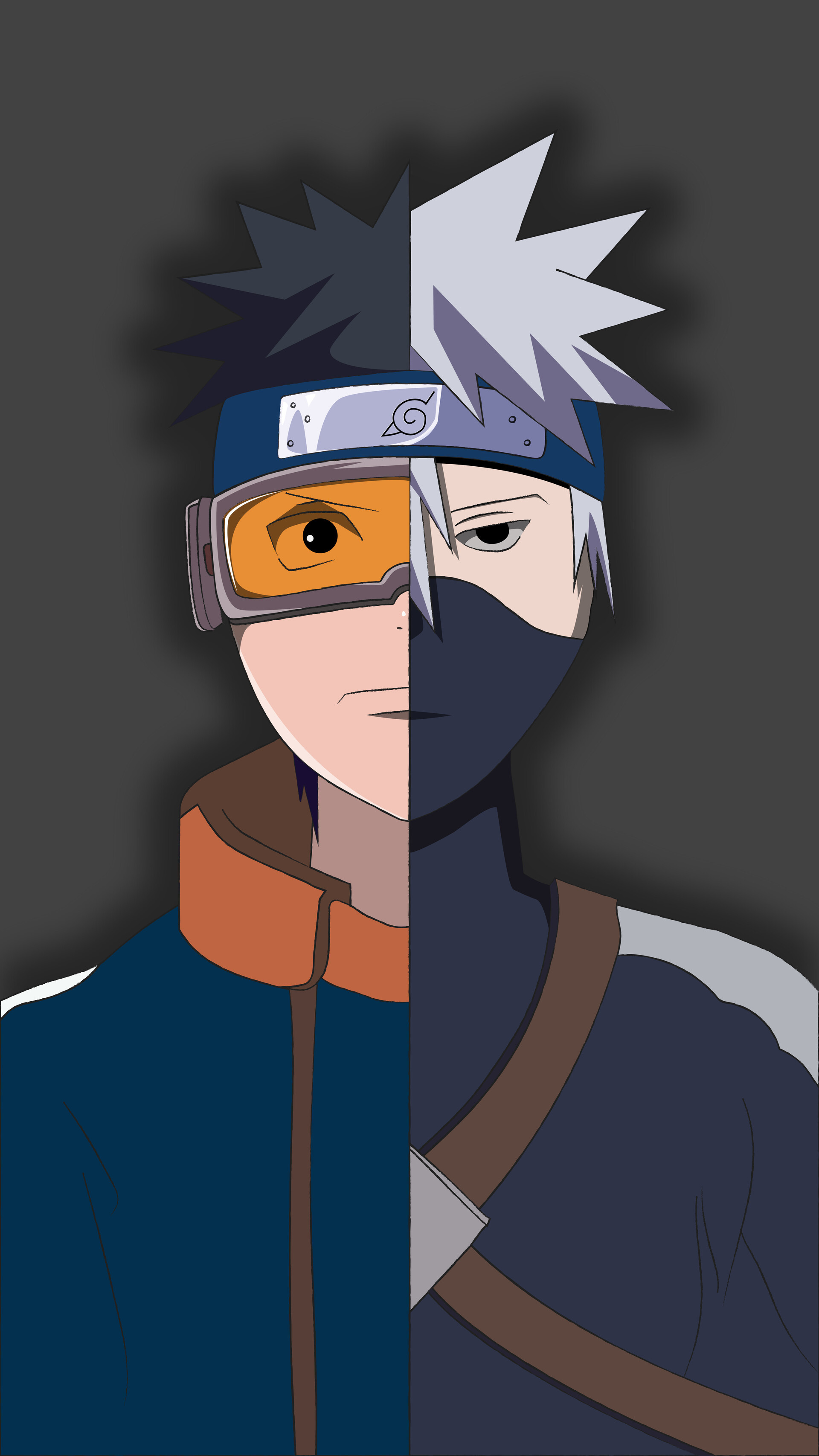 Young Obito Uchiha, Young Kakashi Hatake, Konohagakure headband, Naruto Shippuden anime, HD Phone wallpaper