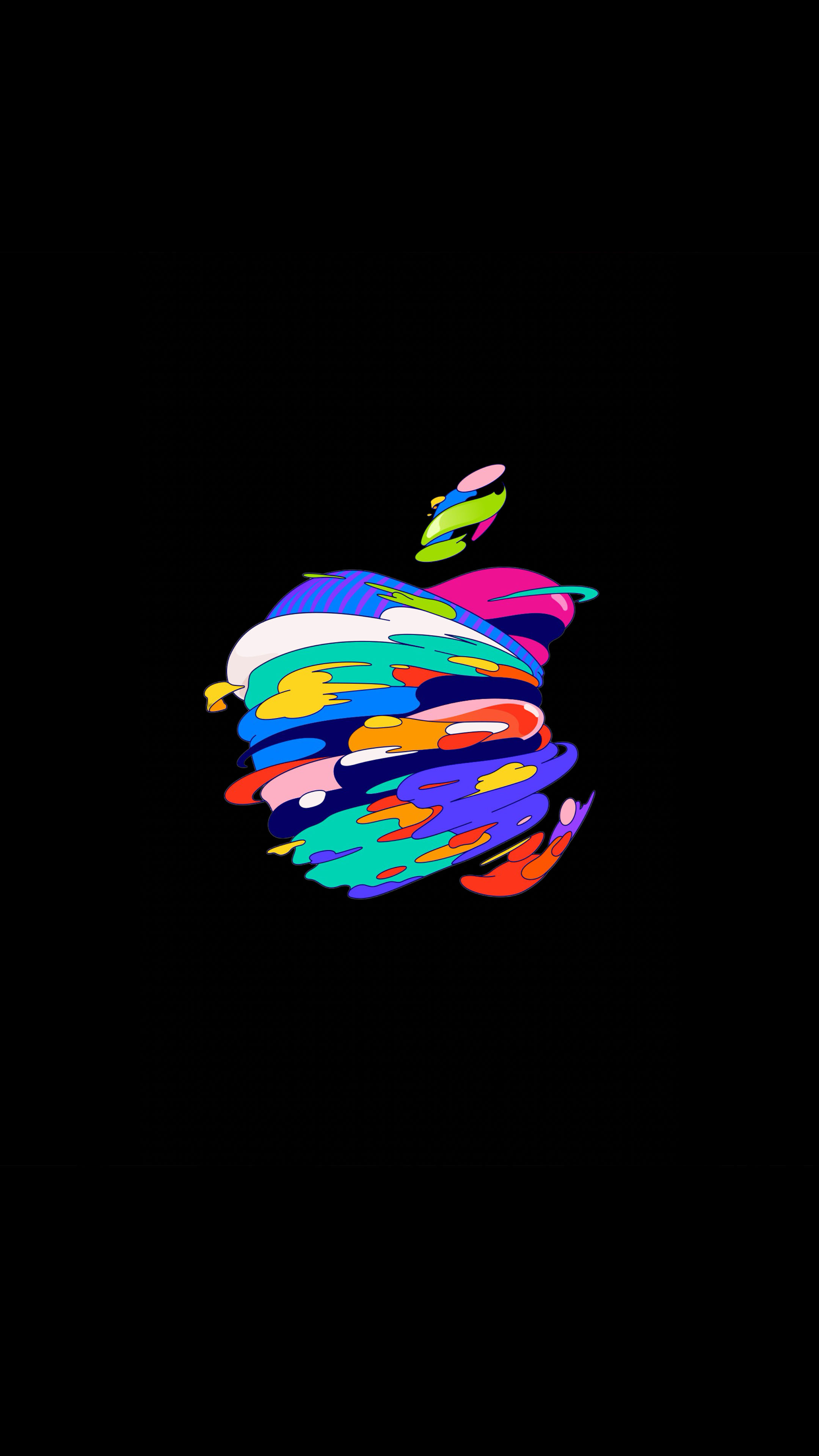 Colorful, Apple Logo, Dark, Ultra HD, Mobile, 2160x3840 4K Phone