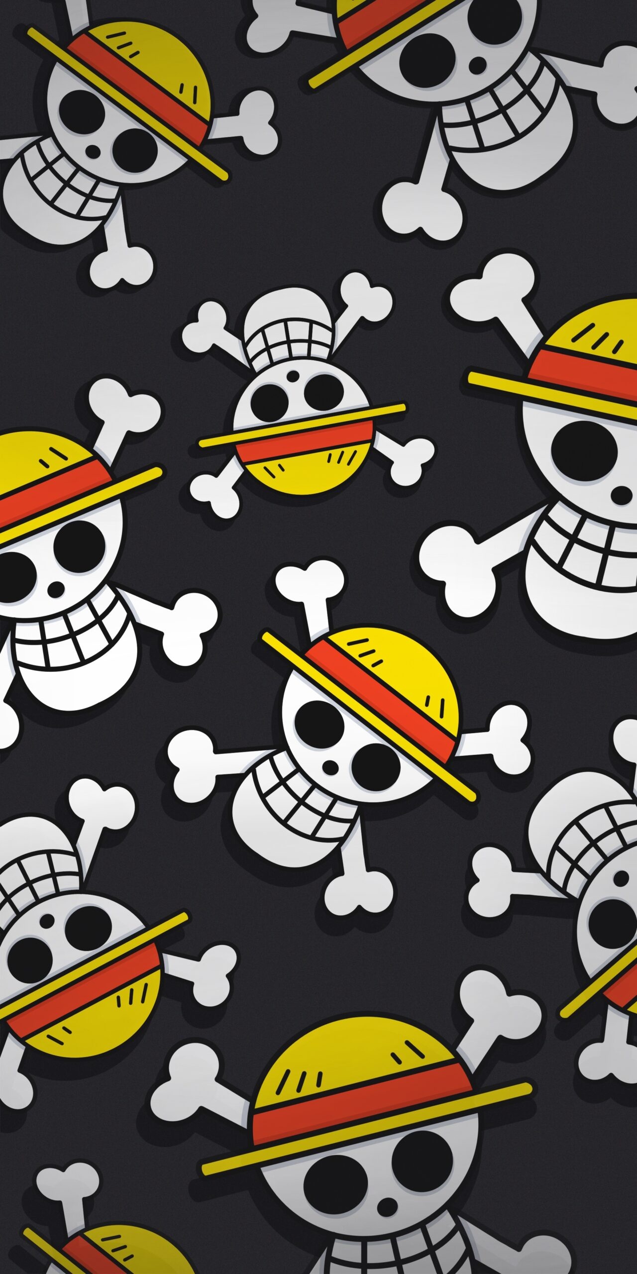 Straw Hat Jolly Roger, One Piece, skull and crossbones pattern, HD Phone wallpaper