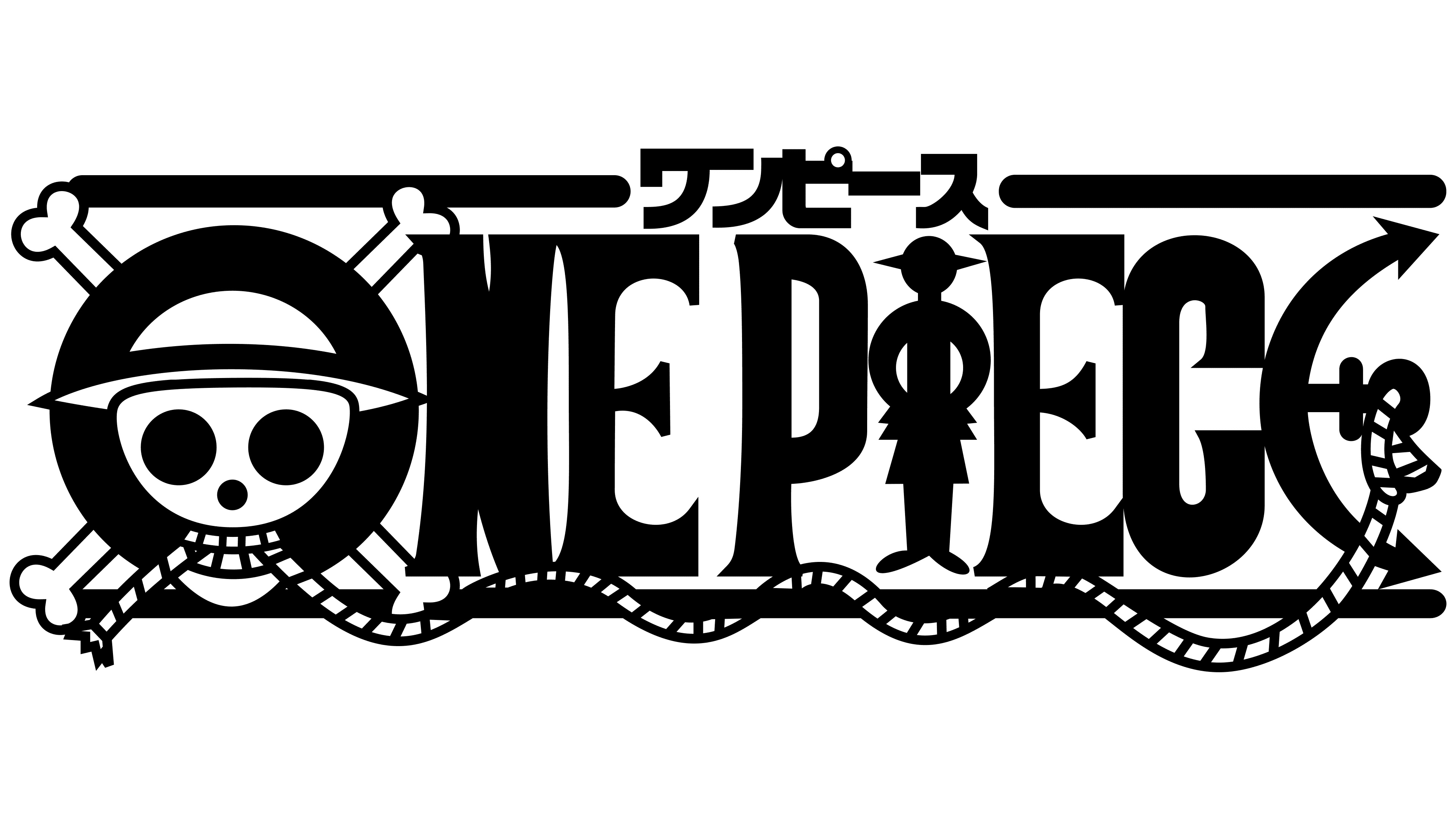 ONE PIECE logo, Straw Hat Jolly Roger, Monkey D. Luffy silhouette, 4K Desktop wallpaper
