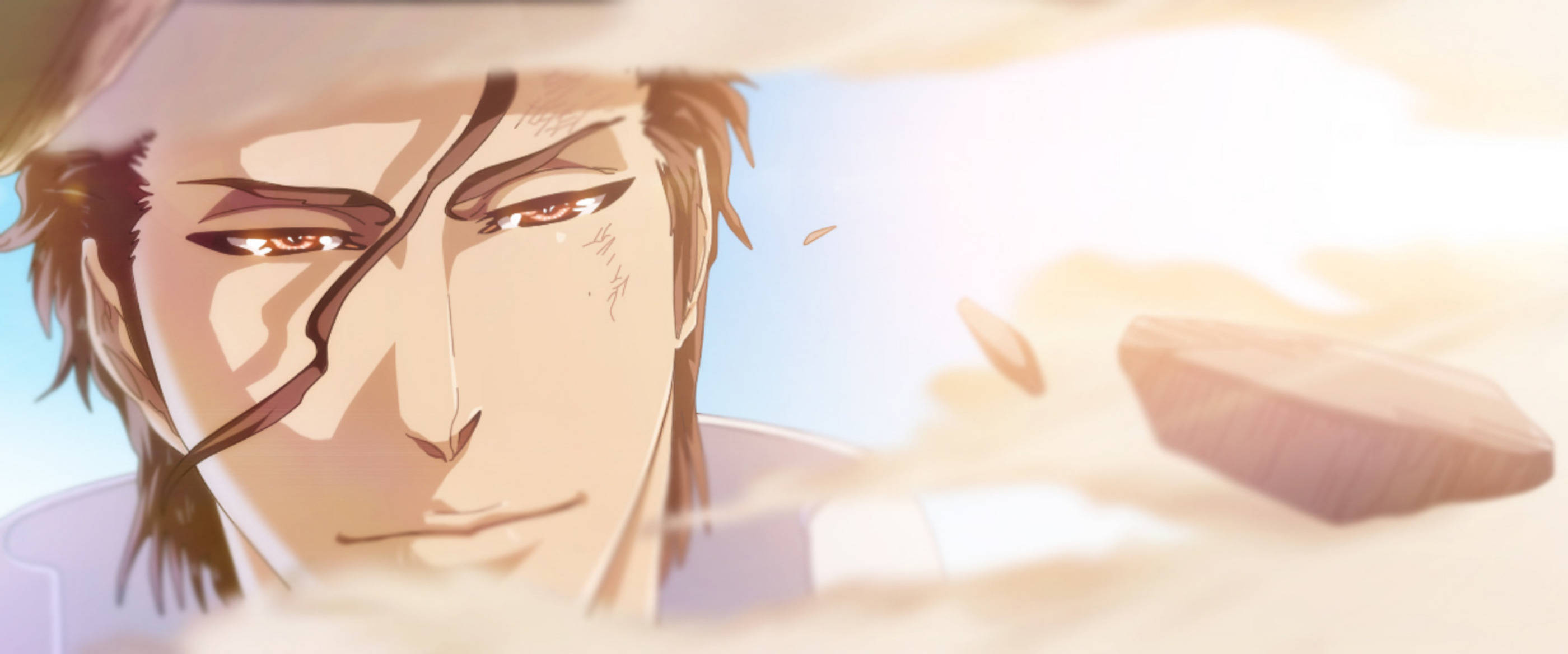 Sosuke Aizen, Bleach anime, floating stone debris, Dual Screen Desktop wallpaper