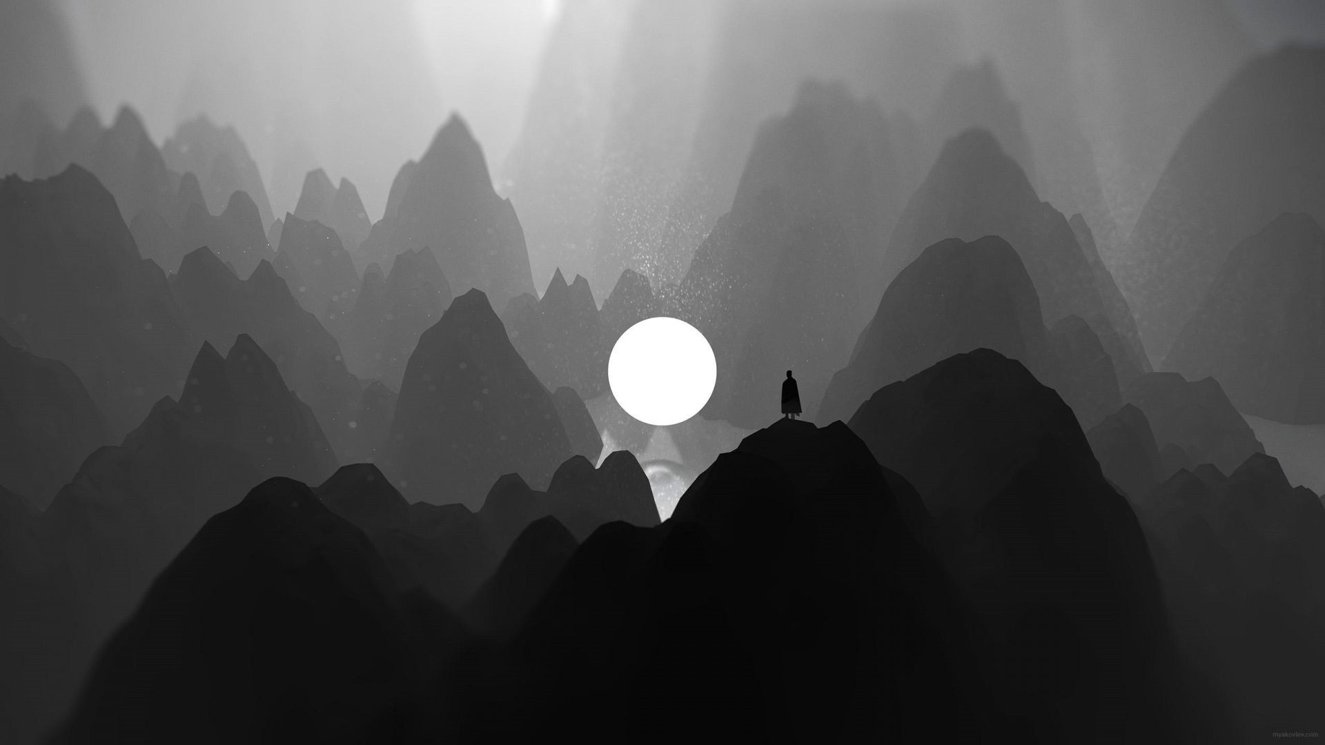Dark minimalism, Mysterious depth, Bold shapes, Artistic expression, Decisive outlines, 1920x1080 Full HD Desktop
