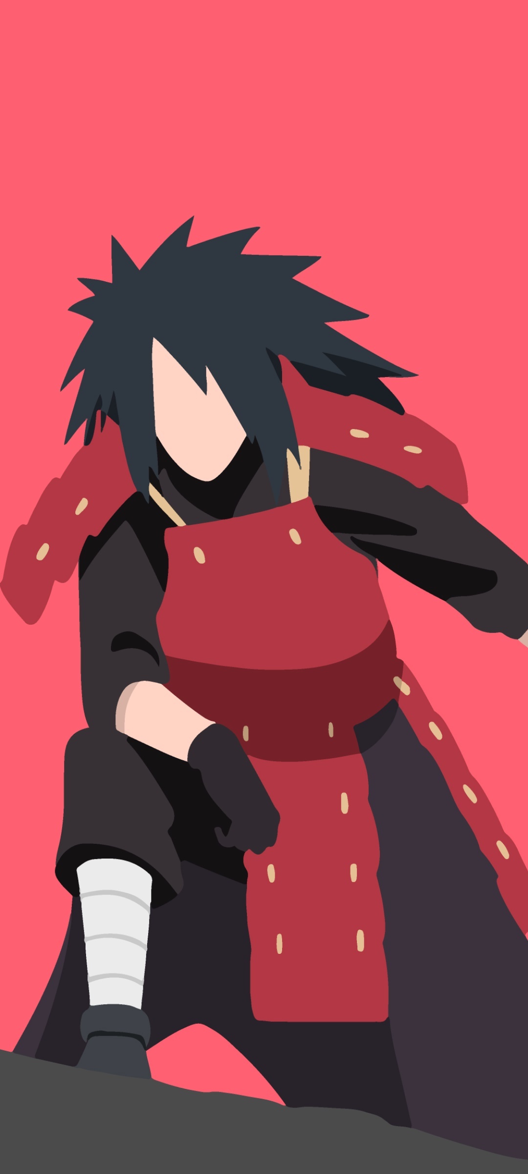 Madara Uchiha, Red shinobi armor, Minimalist anime illustration, HD Phone wallpaper