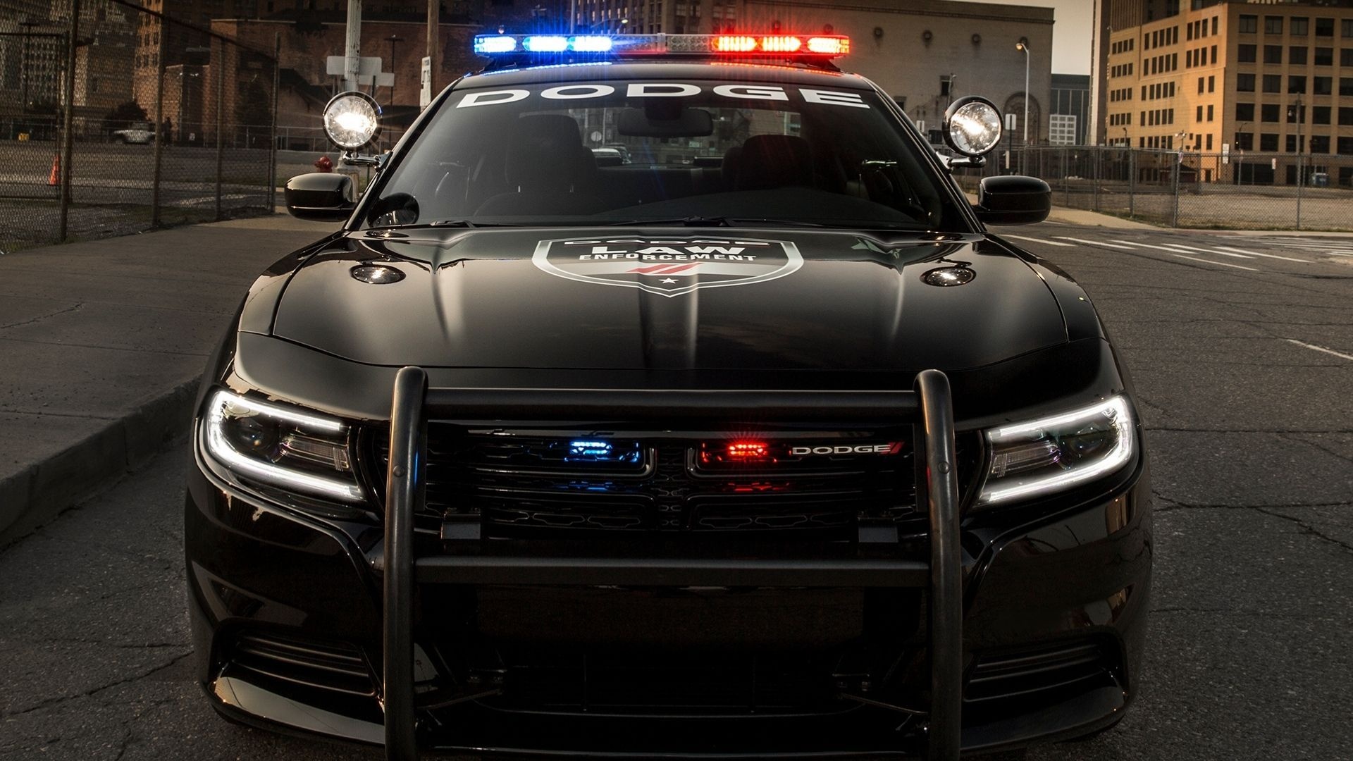 Dodge Charger Pursuit, Emergency police lightbar, Police push bumper, Full HD Desktop wallpaper