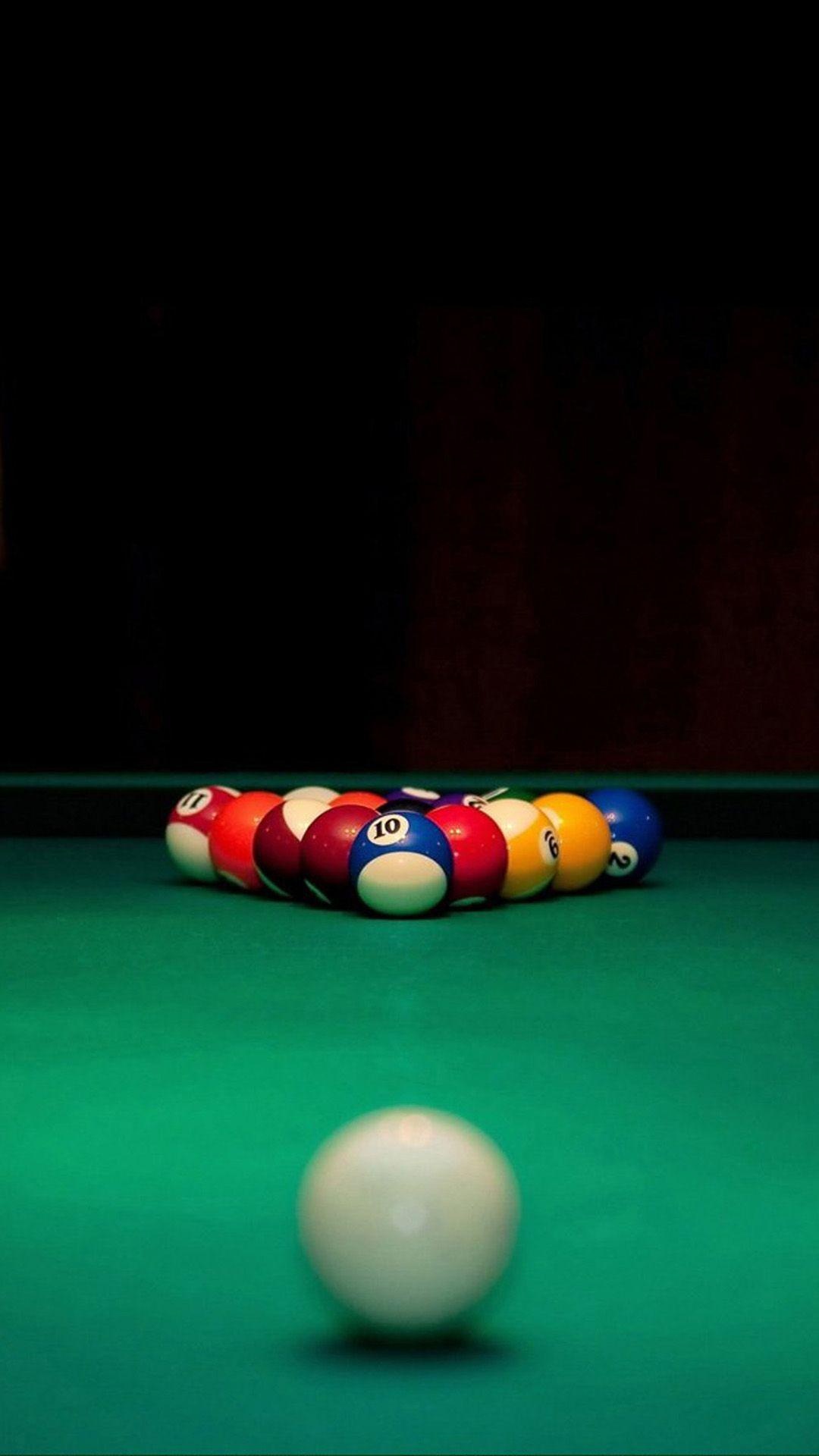 Snooker table, Cushion rails, Red balls, Black ball, 1080x1920 Full HD Phone