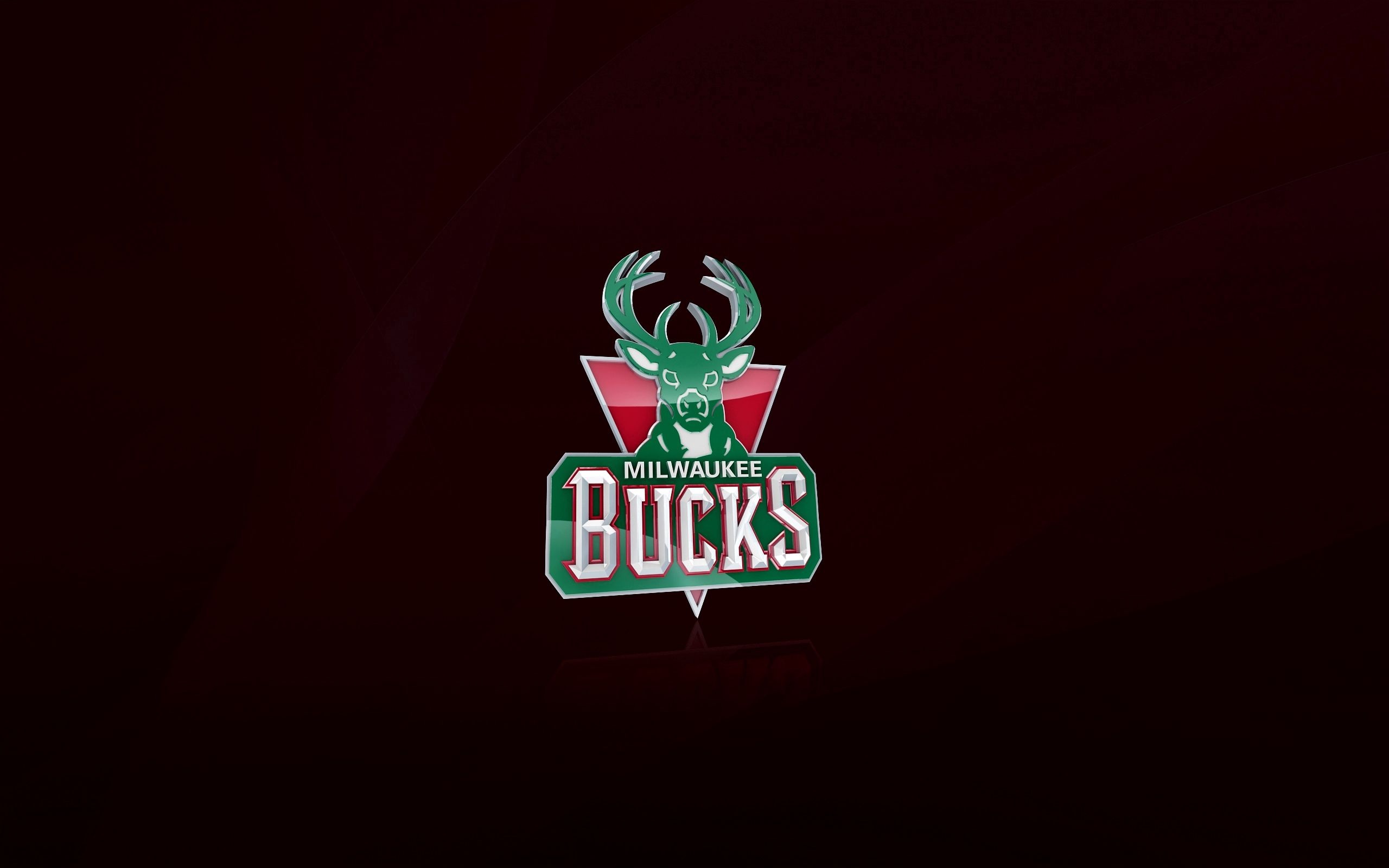 Milwaukee Bucks retro logo, Green buck head emblem, Dark maroon gradient backdrop, HD Desktop wallpaper