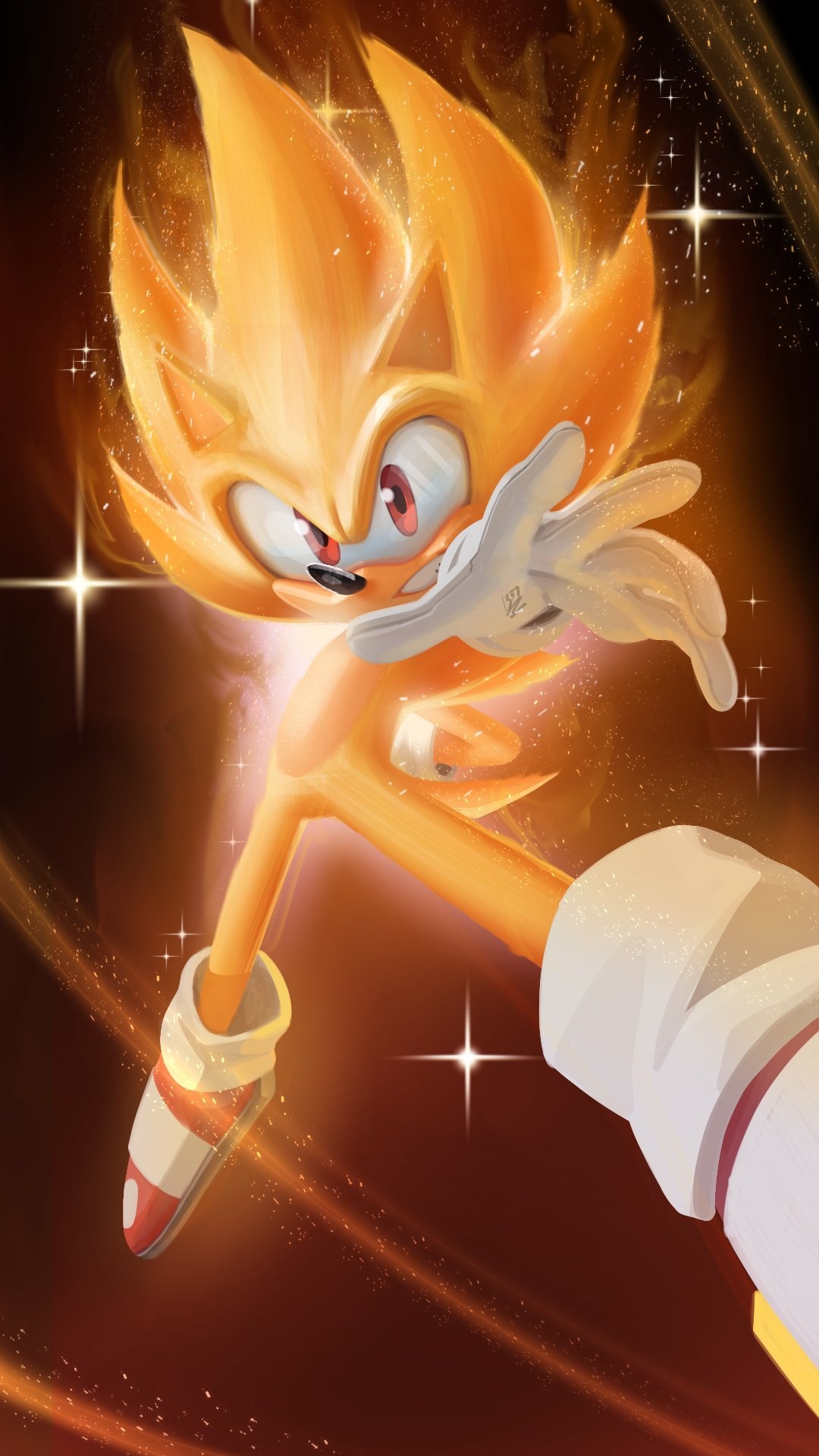 Hyper Sonic, Super Sonic, Sonic's blazing speed, Sonic's electrifying aura, 1080x1920 Full HD Phone