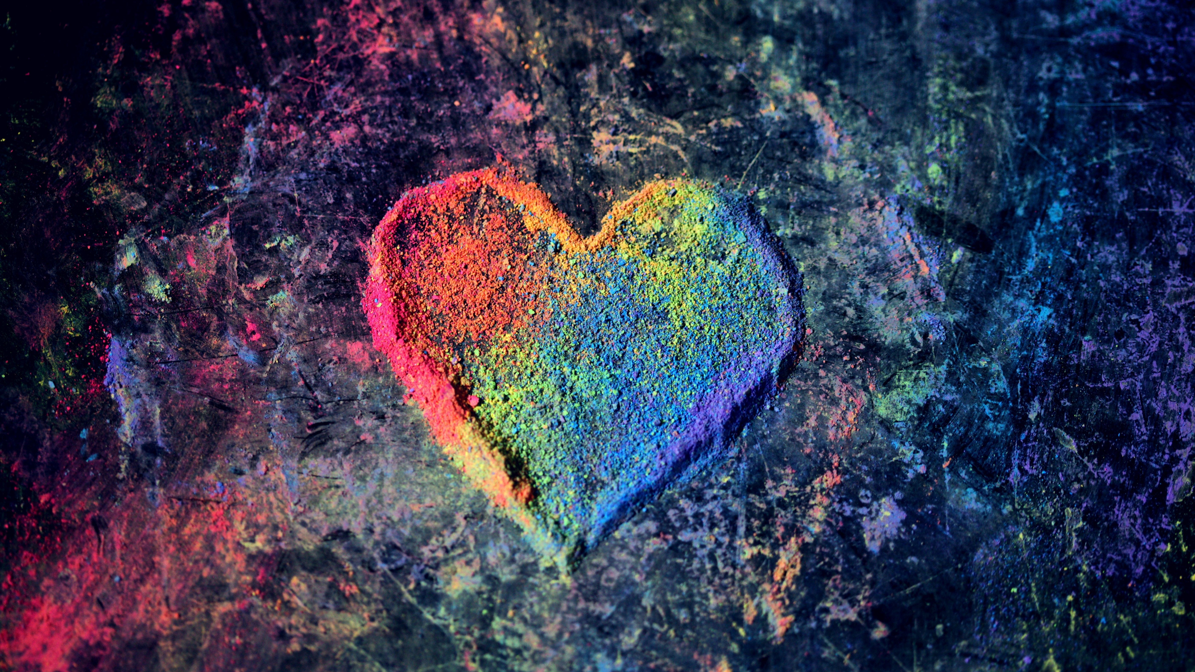 Chalk dust, Heart Shape Wallpaper, 3840x2160 4K Desktop