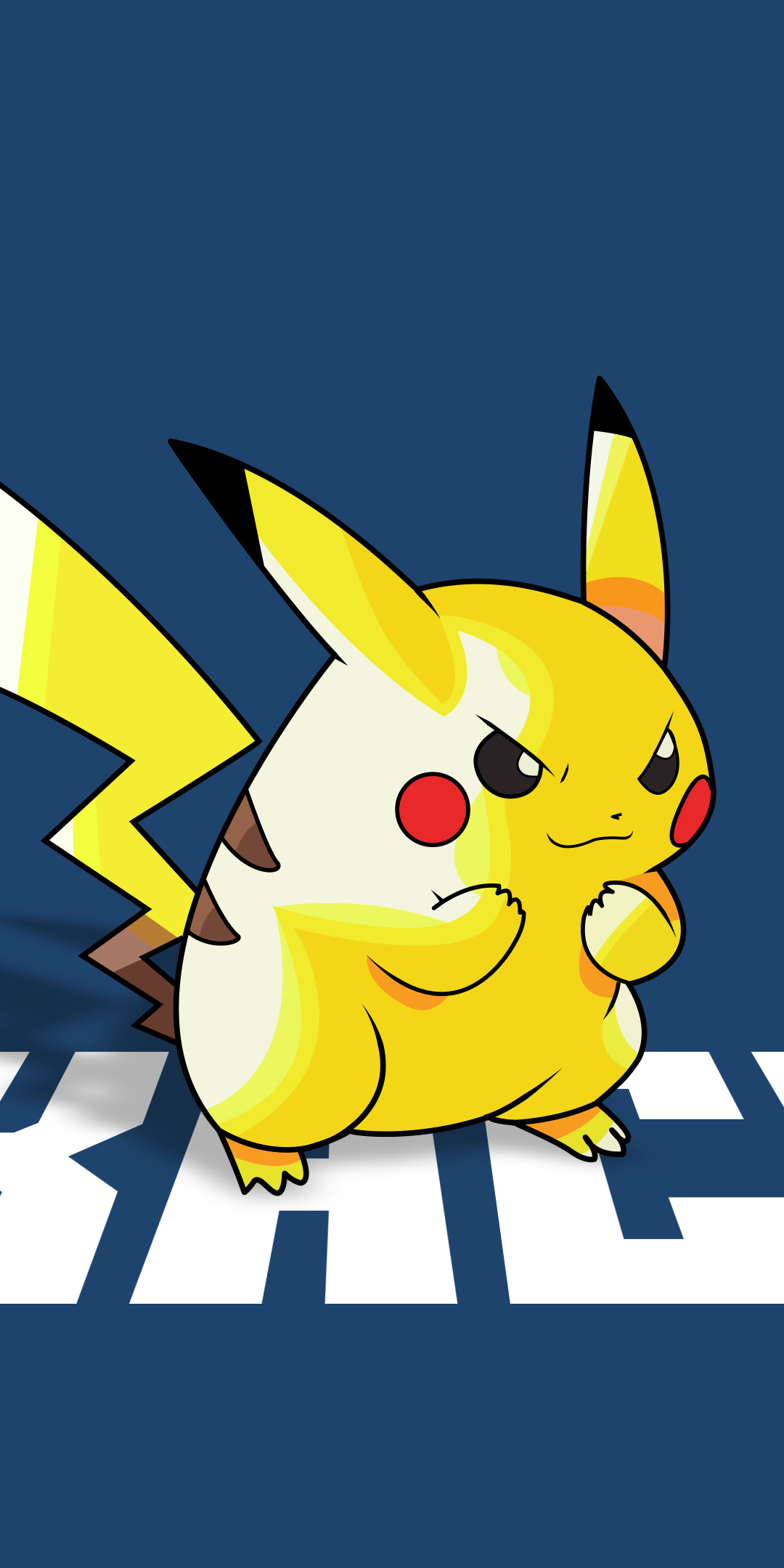 Classic Pikachu, PokÃ©mon, white block lettering, HD Phone wallpaper