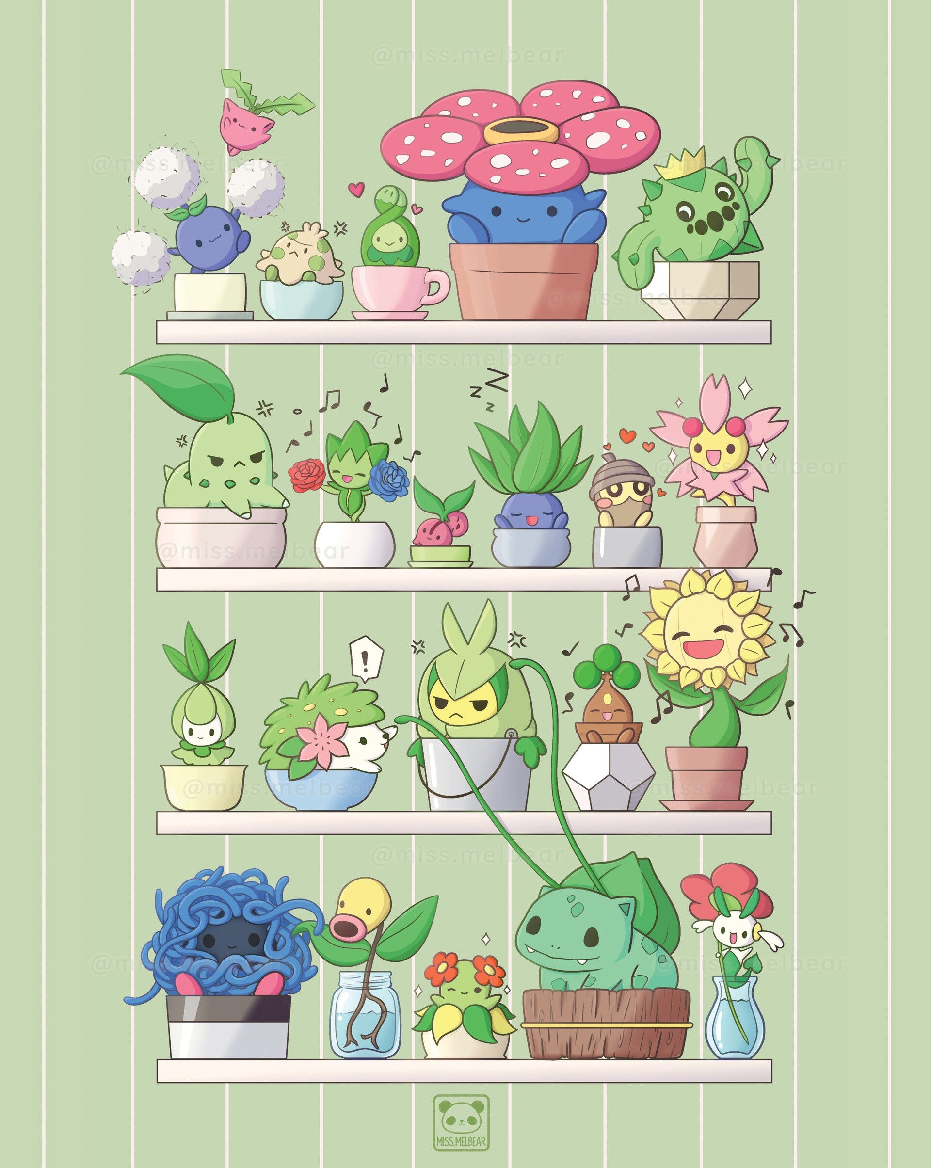 Aesthetic Pokmon, Cute grass edition, Botanical beauty, Plant companions, 1920x2410 HD Phone