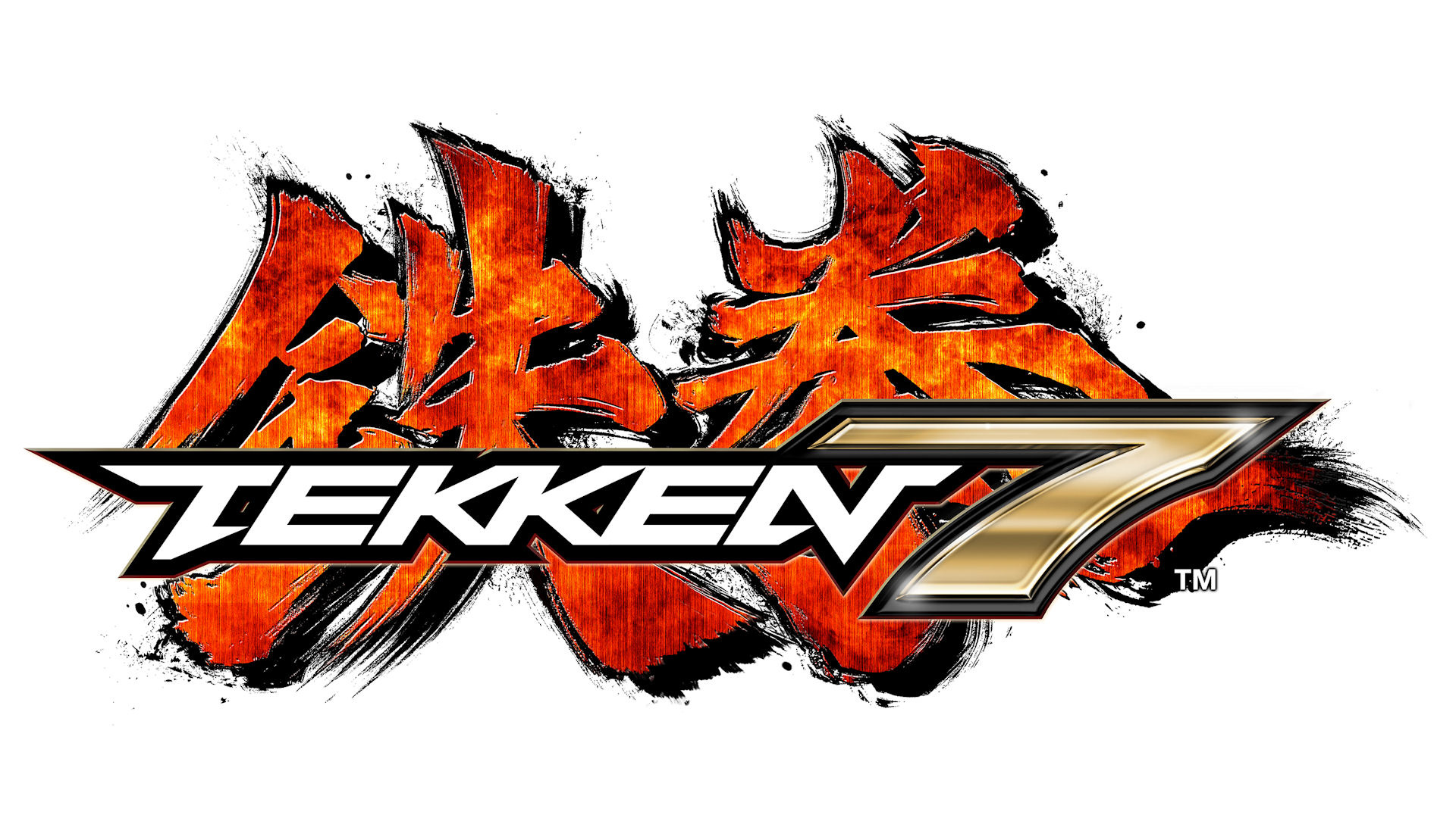 Tekken 7 logo, fiery kanji calligraphy, metallic number 7, Full HD Desktop wallpaper