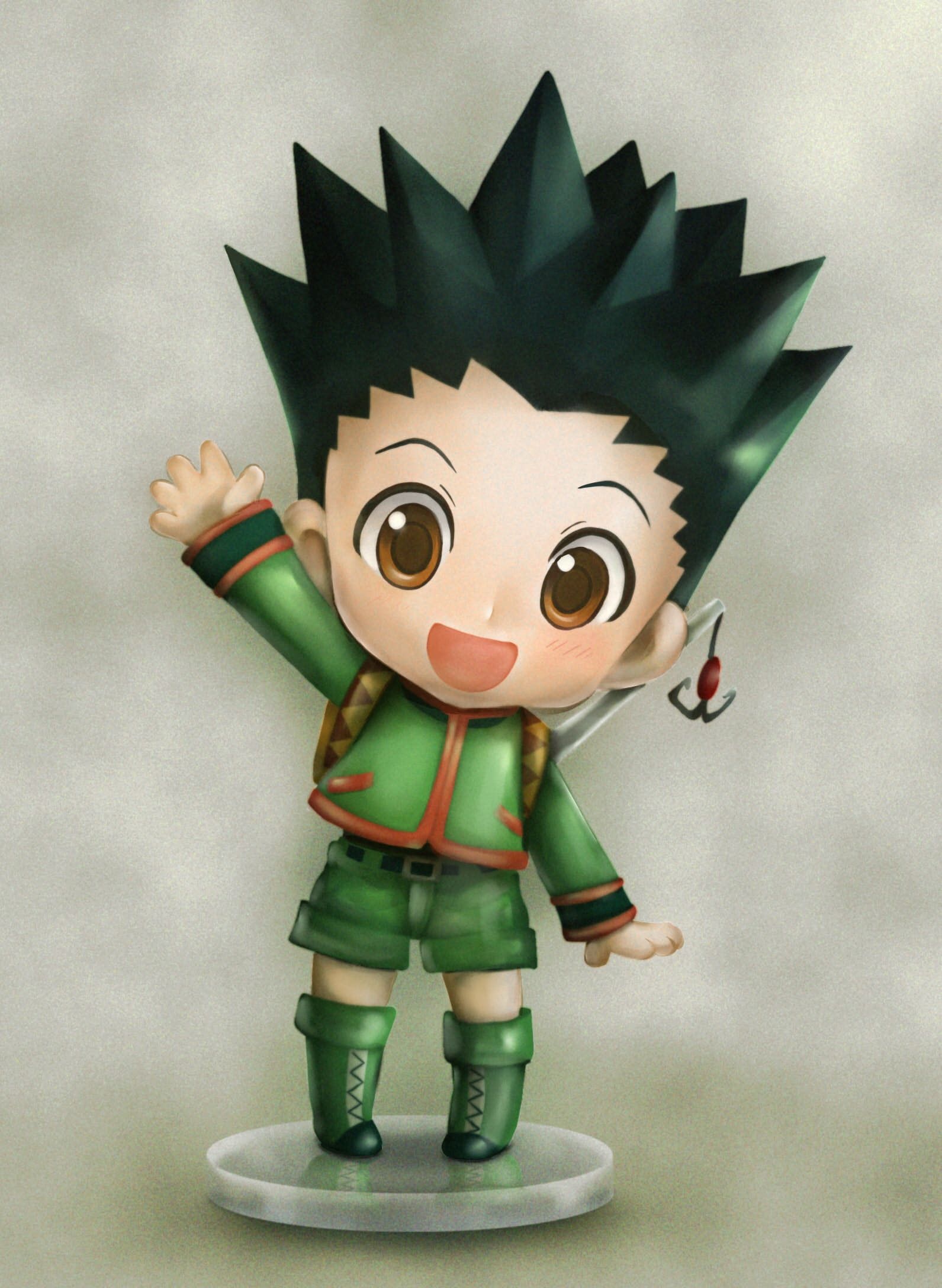 Gon Freecss, Black-haired hero, Brown-eyed protagonist, Hunter x Hunter Nendoroid, 1600x2180 HD Phone