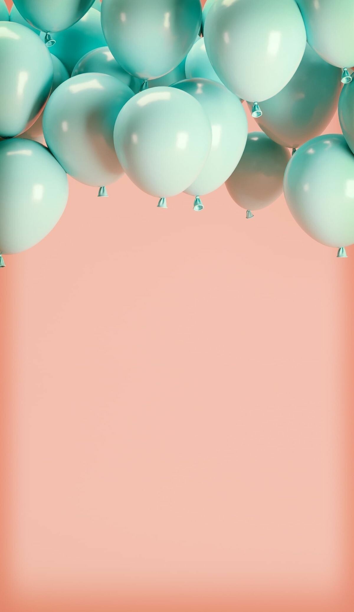 Turquoise party, Pink balloons, Aqua decor, Simple wallpaper, 1200x2080 HD Phone