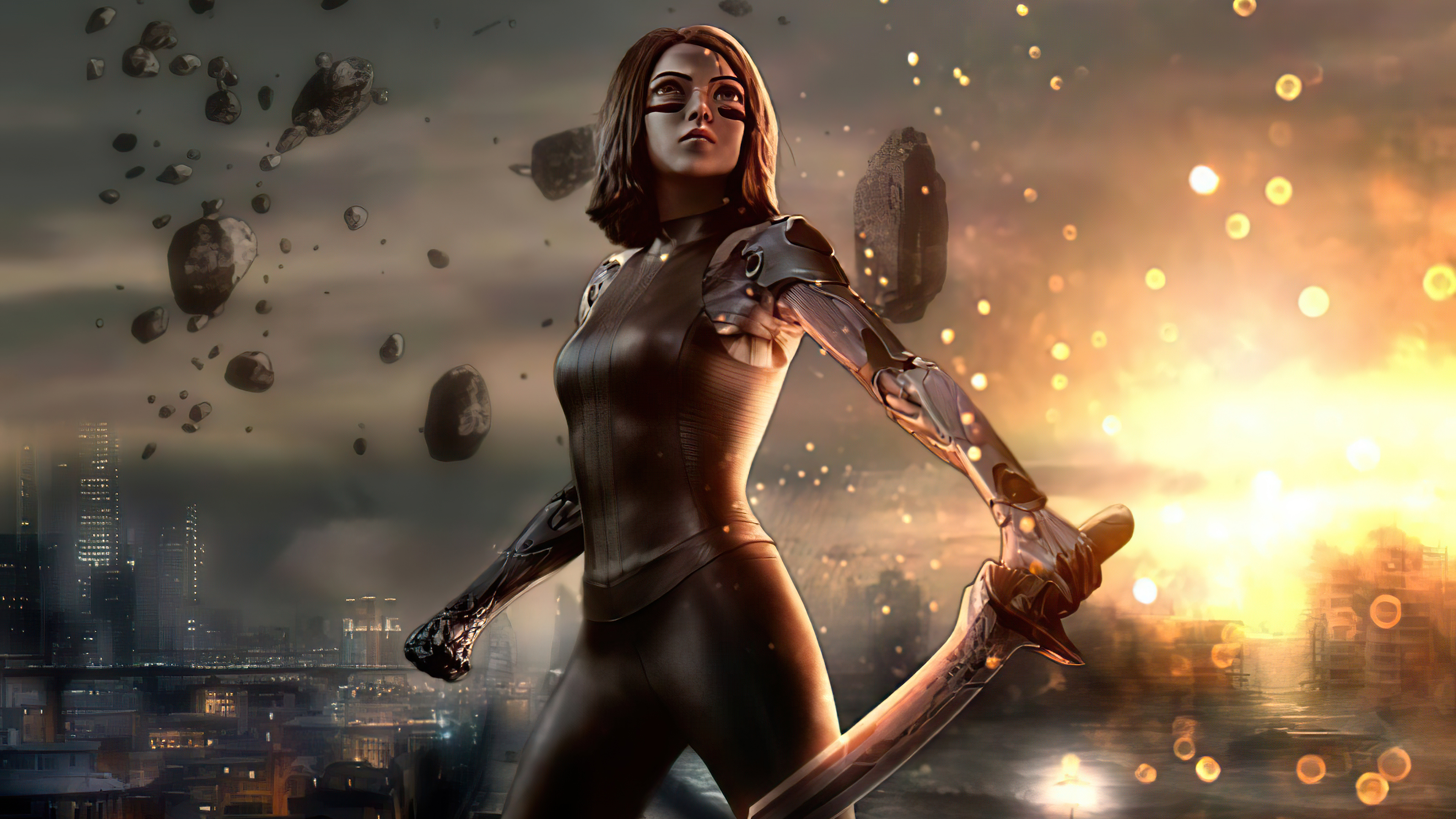 Alita Battle Angel, Glowing portrait, 4k Ultra HD, Captivating character design, 3840x2160 4K Desktop