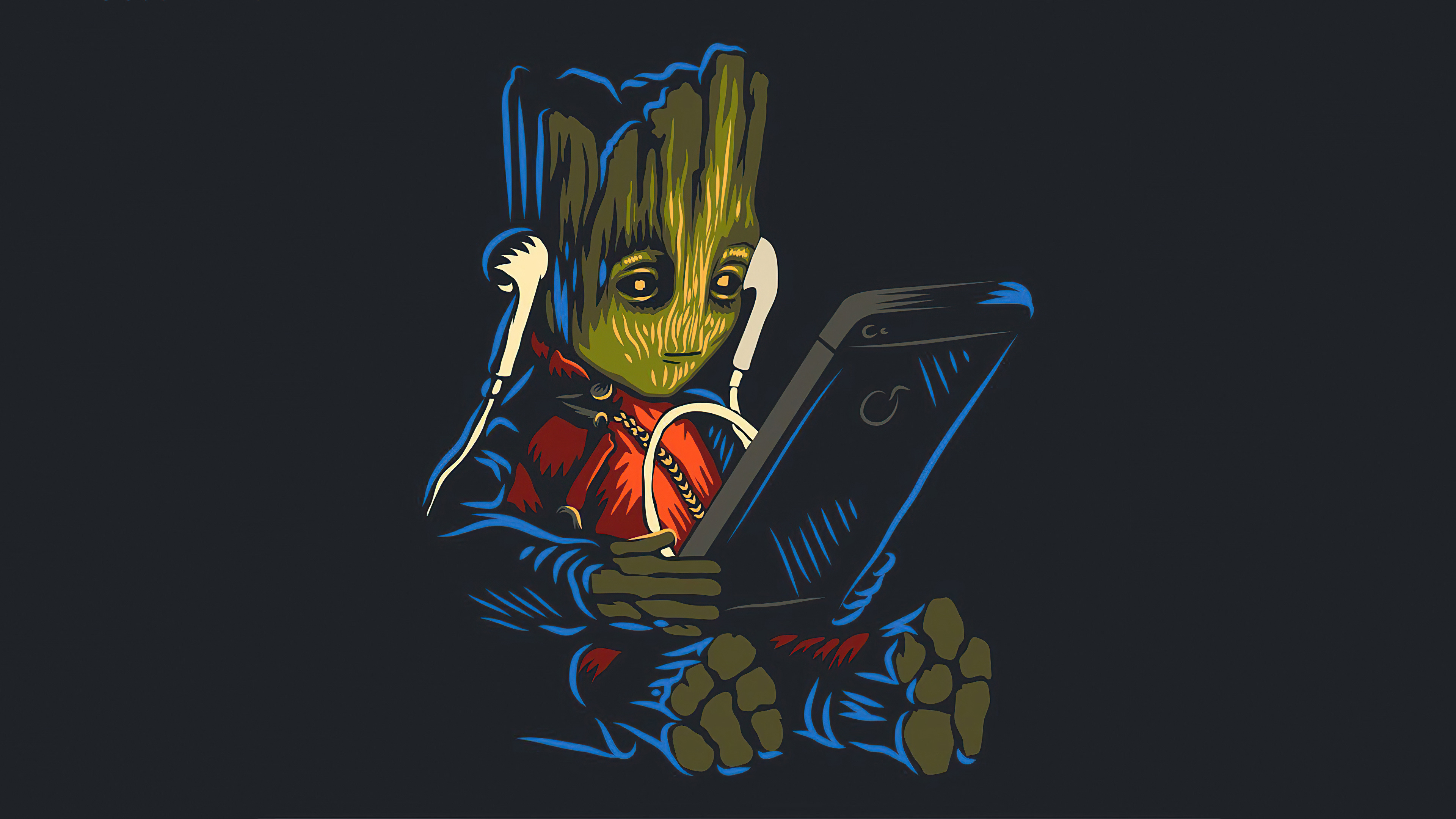 I Am Groot TV series, Minimalist wallpapers, Baby Groot, 3840x2160 4K Desktop