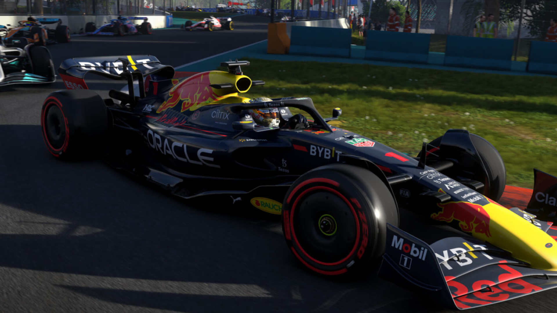 Red Bull Racing RB18, Max Verstappen helmet, F1 22 video game, Full HD Desktop wallpaper