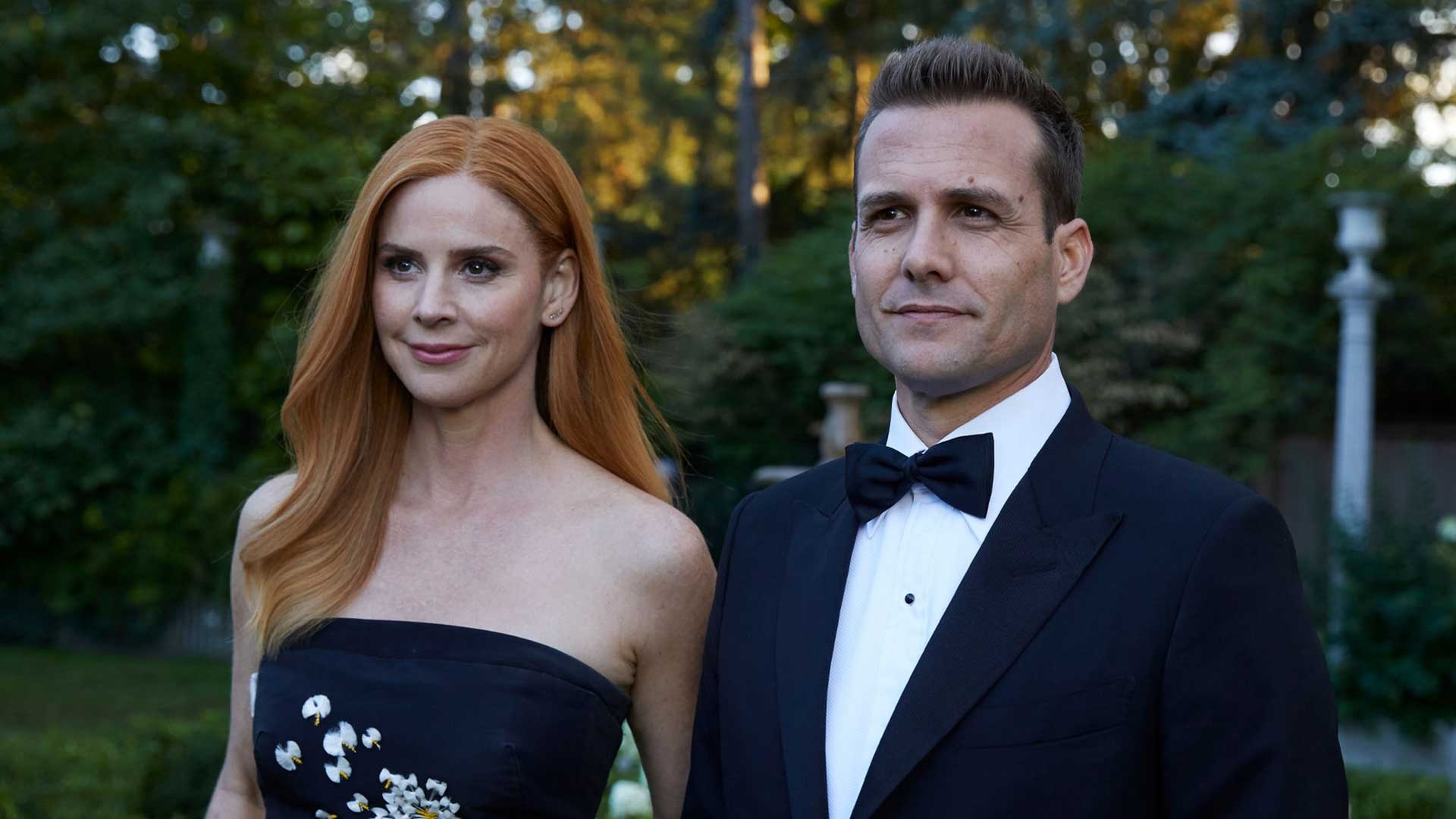 Harvey Specter, Donna Paulsen, black tie tuxedo, Full HD Desktop wallpaper