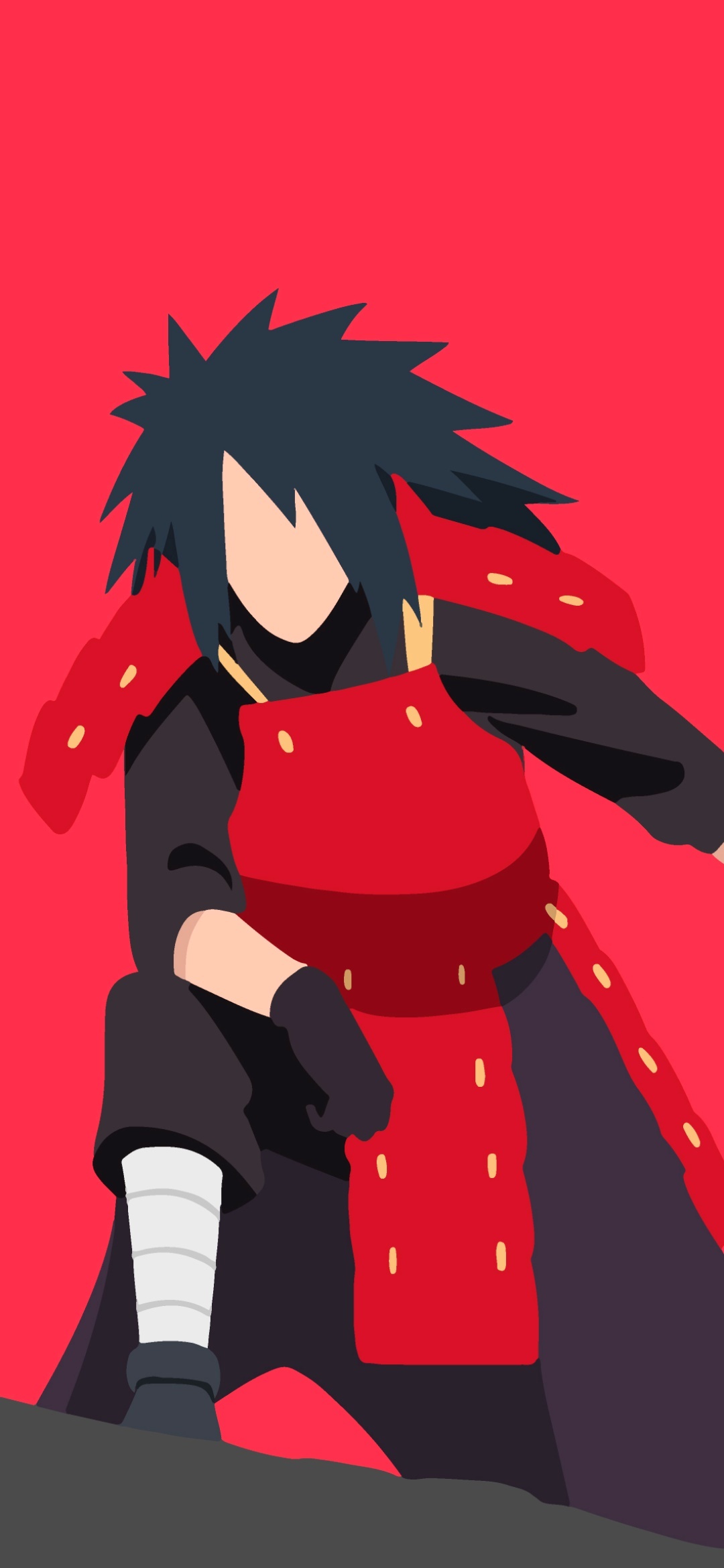 Madara Uchiha, red samurai armor, minimalist vector art, HD Phone wallpaper