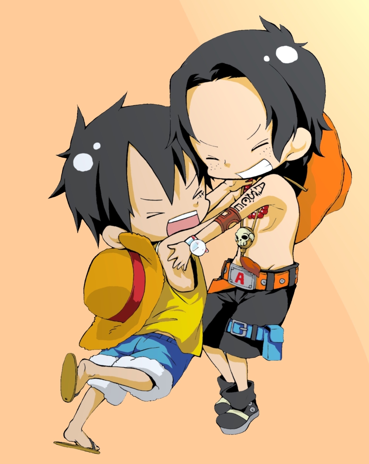 Portgas D. Ace, Monkey D. Luffy, Luffy's straw hat, HD Phone wallpaper