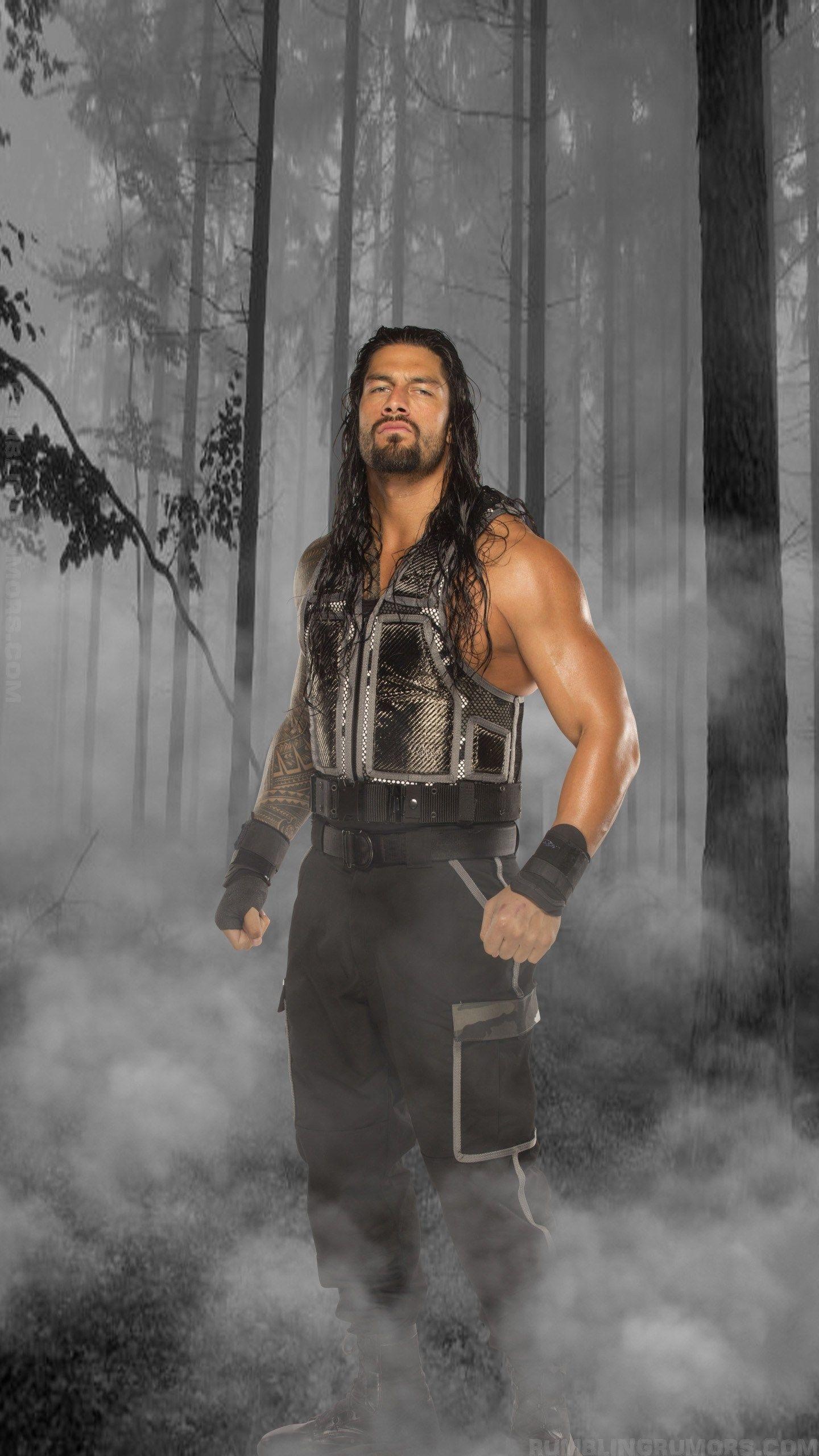 Roman Reigns, tactical vest, foggy pine forest, HD Phone wallpaper
