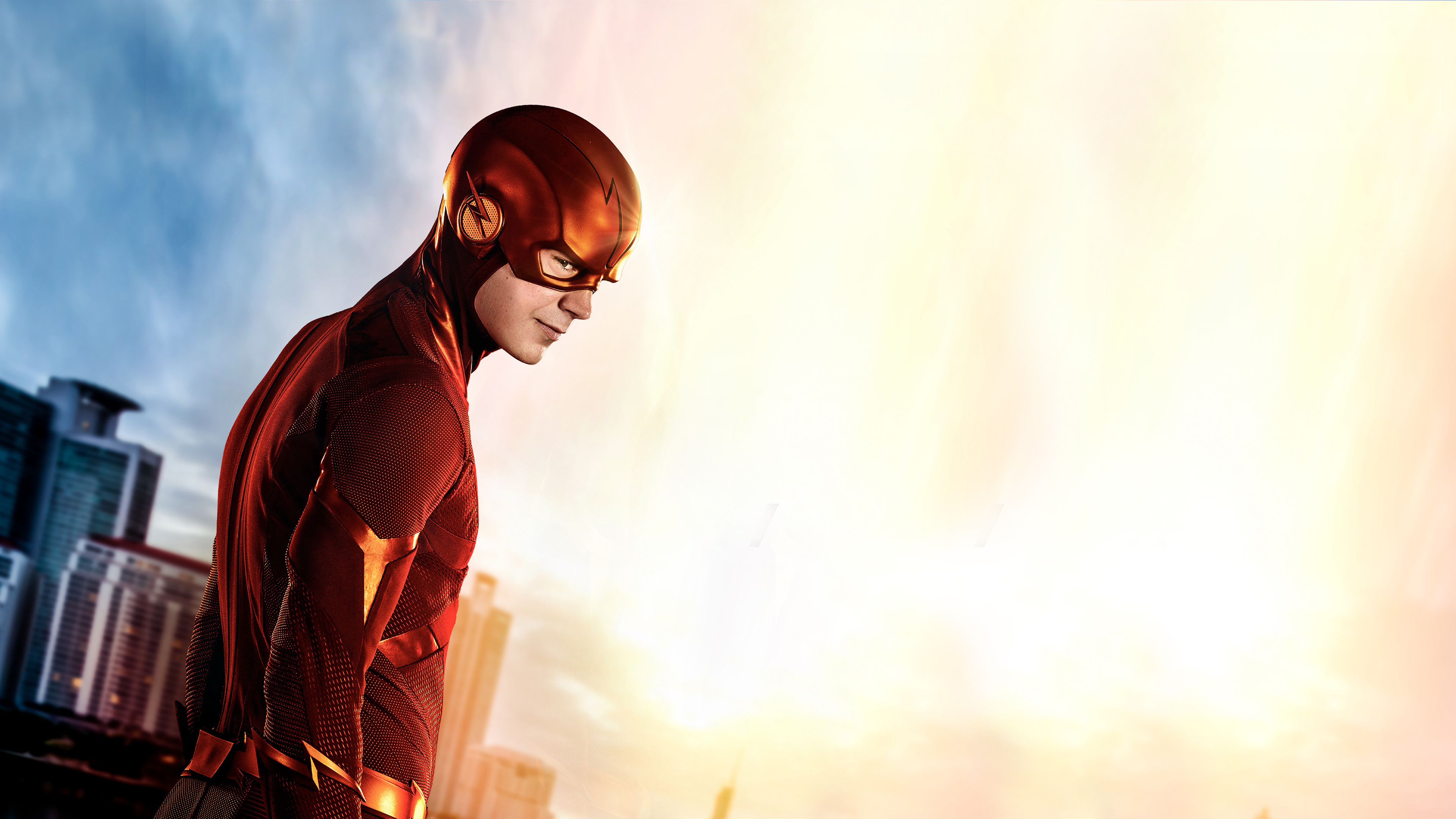 Grant Gustin, 4K superhero wallpapers, Flash's powerful presence, Speedster visuals, 3840x2160 4K Desktop