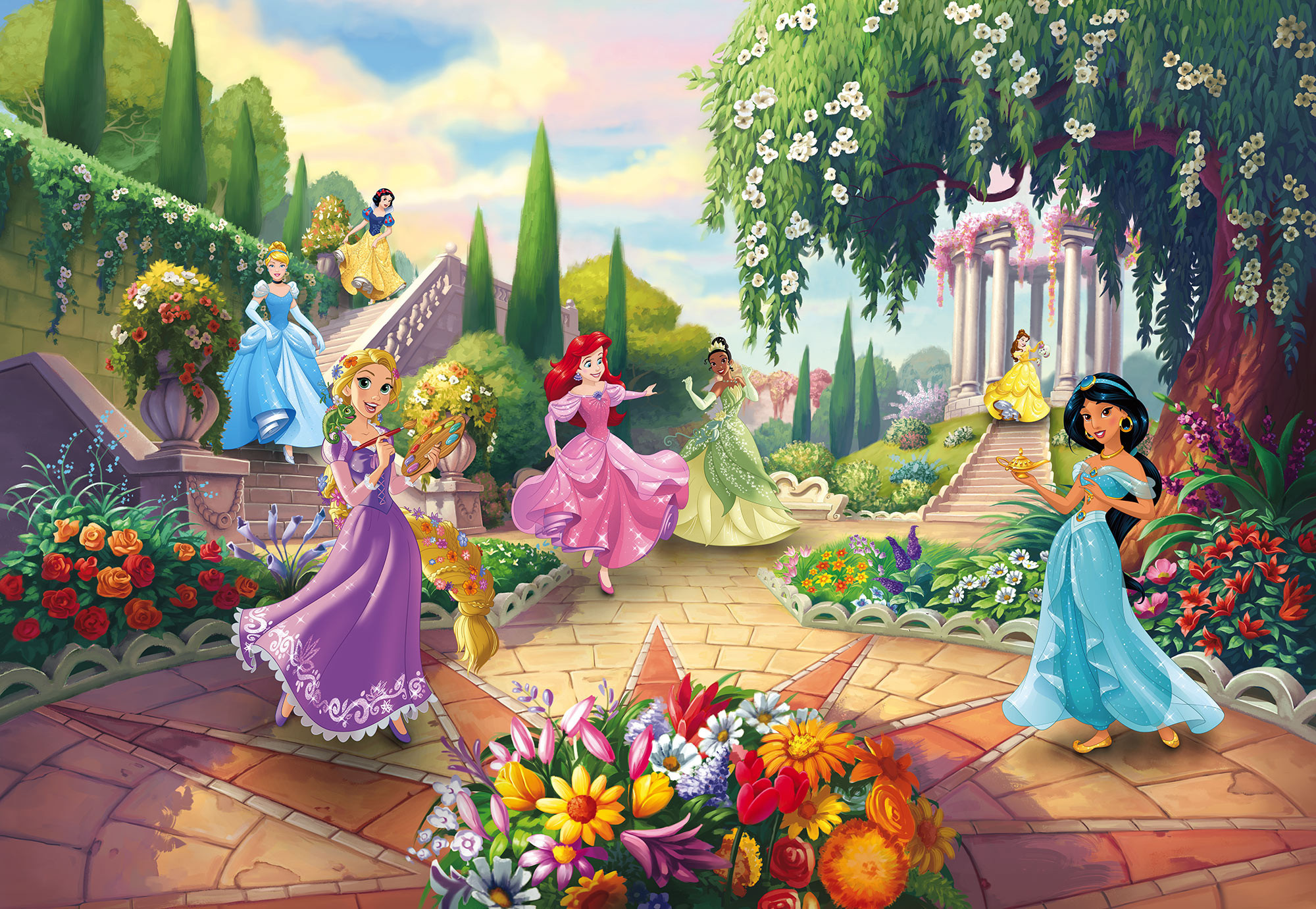 Rapunzel, Princess Jasmine, Ariel, Princess Tiana, Cinderella, HD Desktop wallpaper