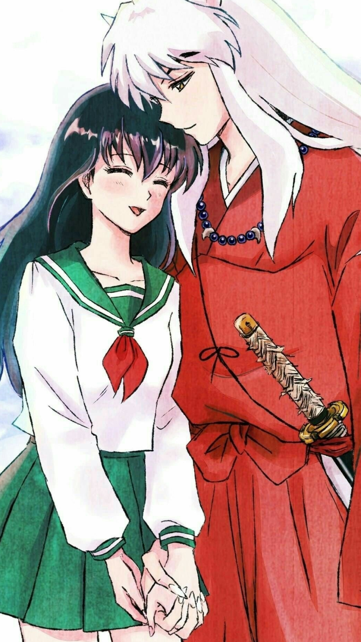 InuYasha and Kagome, InuYasha series, InuYasha fan art, Sesshomaru inclusion, 1160x2050 HD Phone