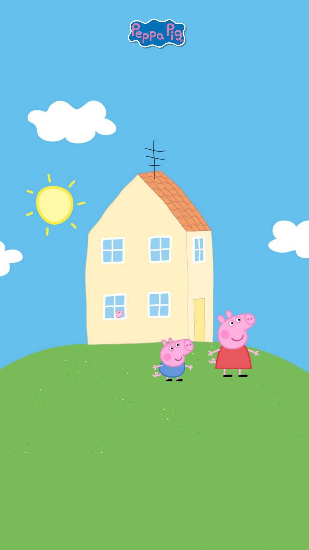 Peppa Pig, George Pig, Peppa Pig yellow house, Peppa Pig logo, Full HD Phone wallpaper