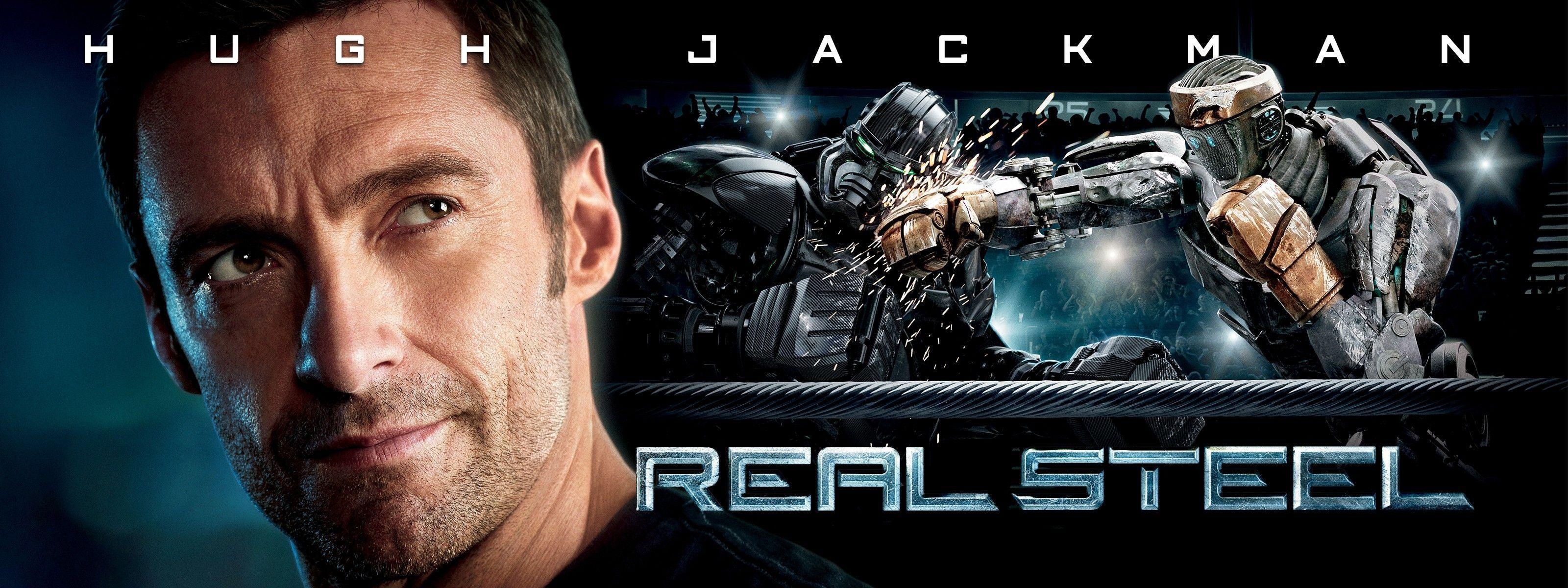 Real Steel film, High-quality wallpapers, Cinematic experience, Futuristic sports, 3200x1200 Dual Screen Desktop